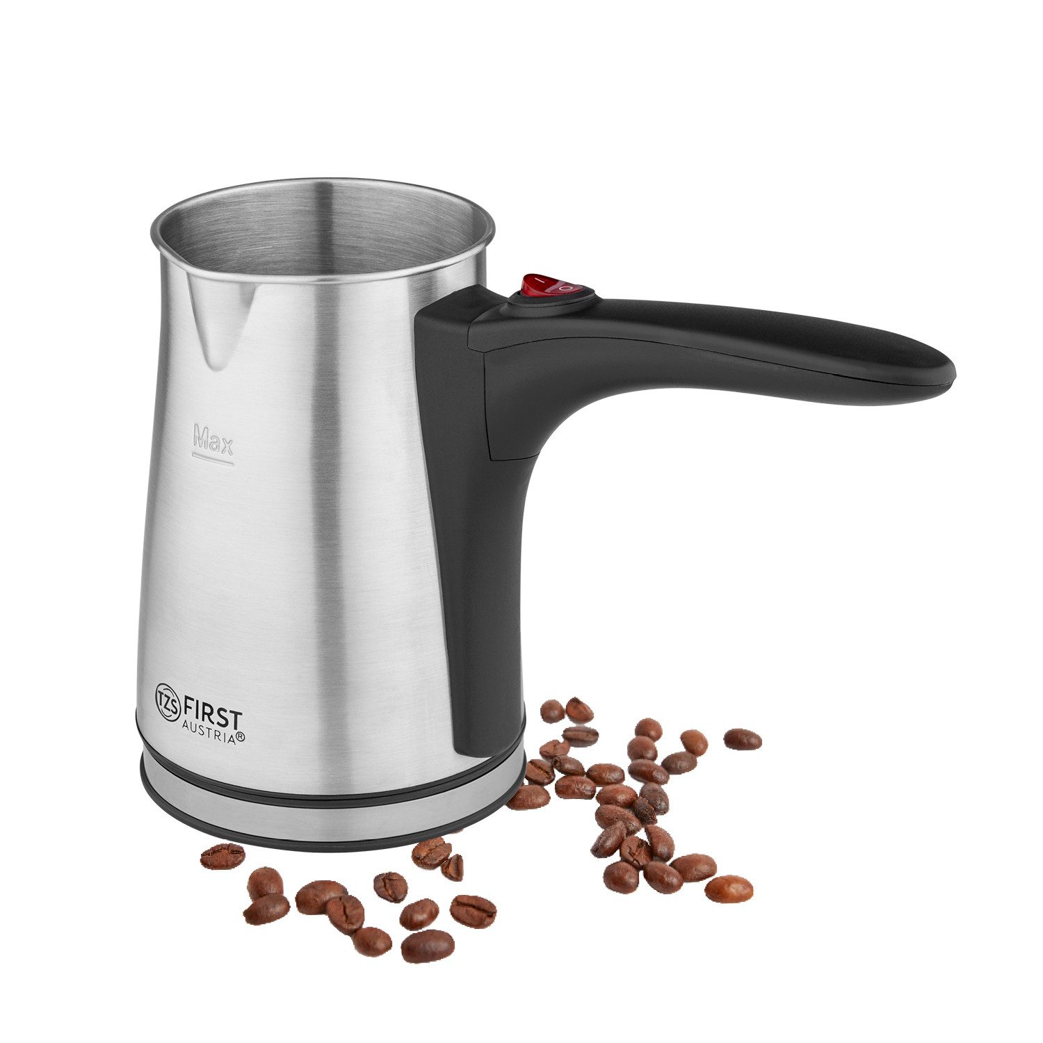 TZS FIRST AUSTRIA Kaffeebereiter, Edelstahl, mit rutschfestem Griff geeignet für Zuhause, Büro, Reisen
