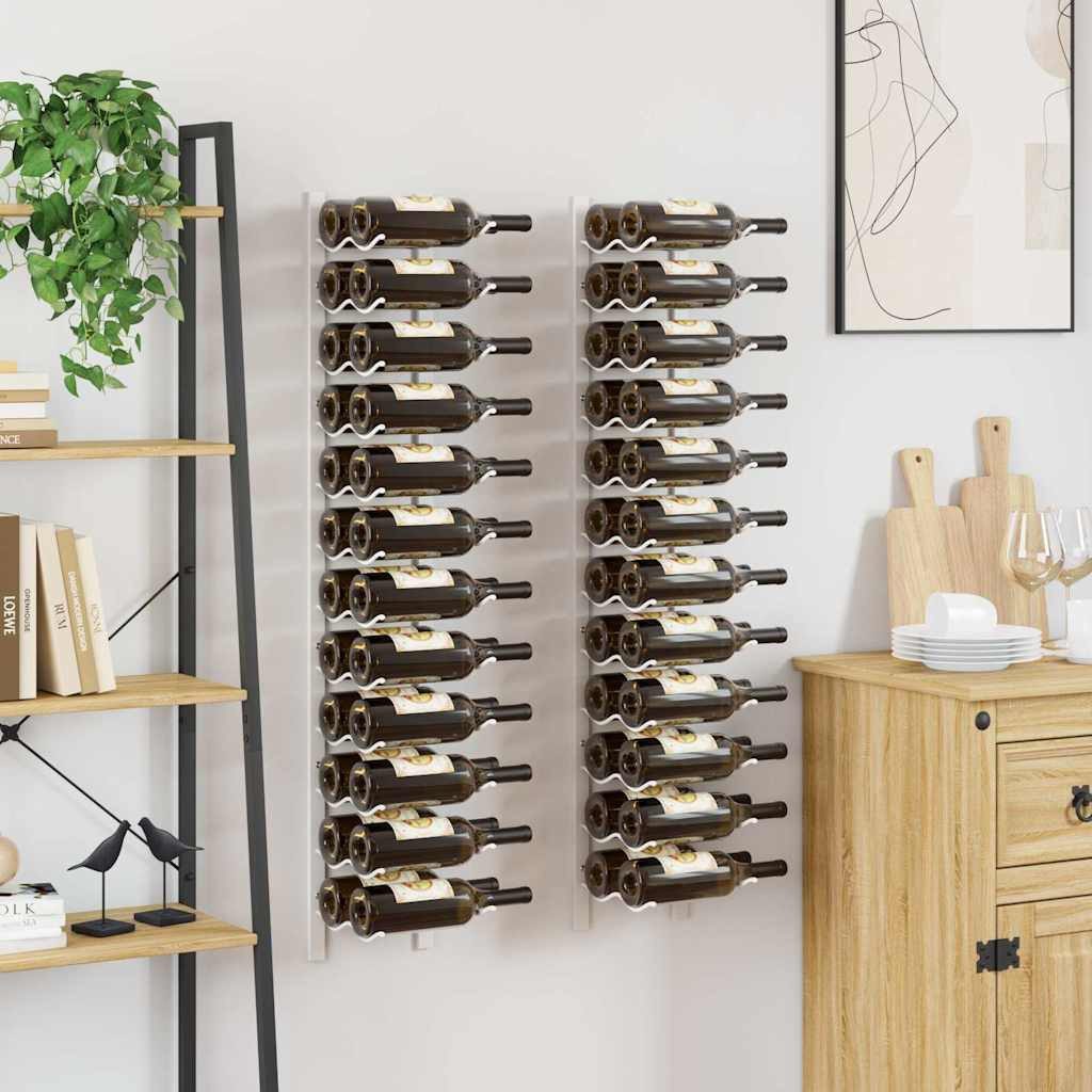 vidaXL Weinregal Wand-Weinregal für 24 Flaschen 2 Stk. Weiß Eisen, 1-tlg.