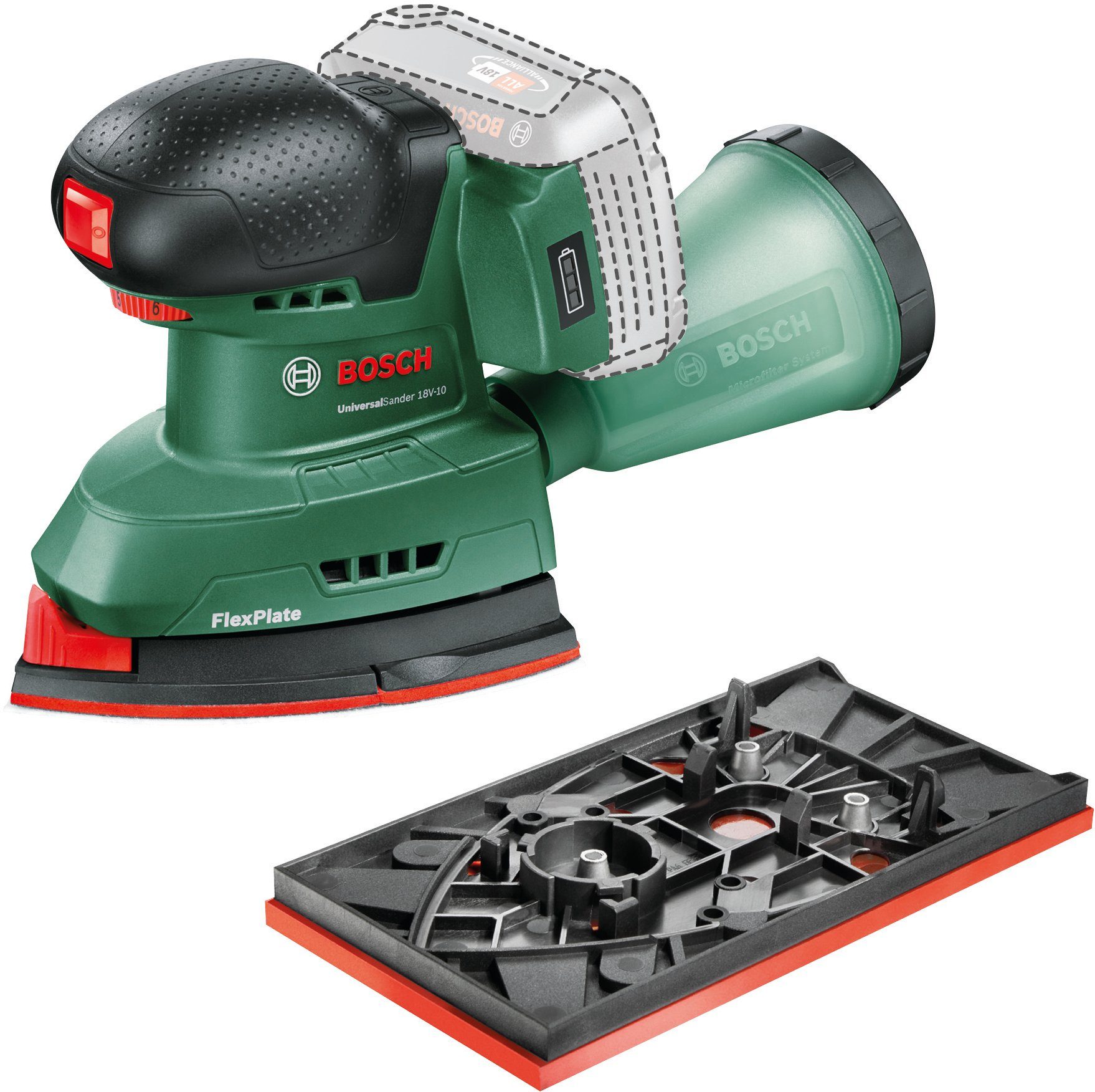 Bosch Home & Garden Akku-Multischleifer 18V-10 UniversalSander ohne Akku und - solo, Ladegerät