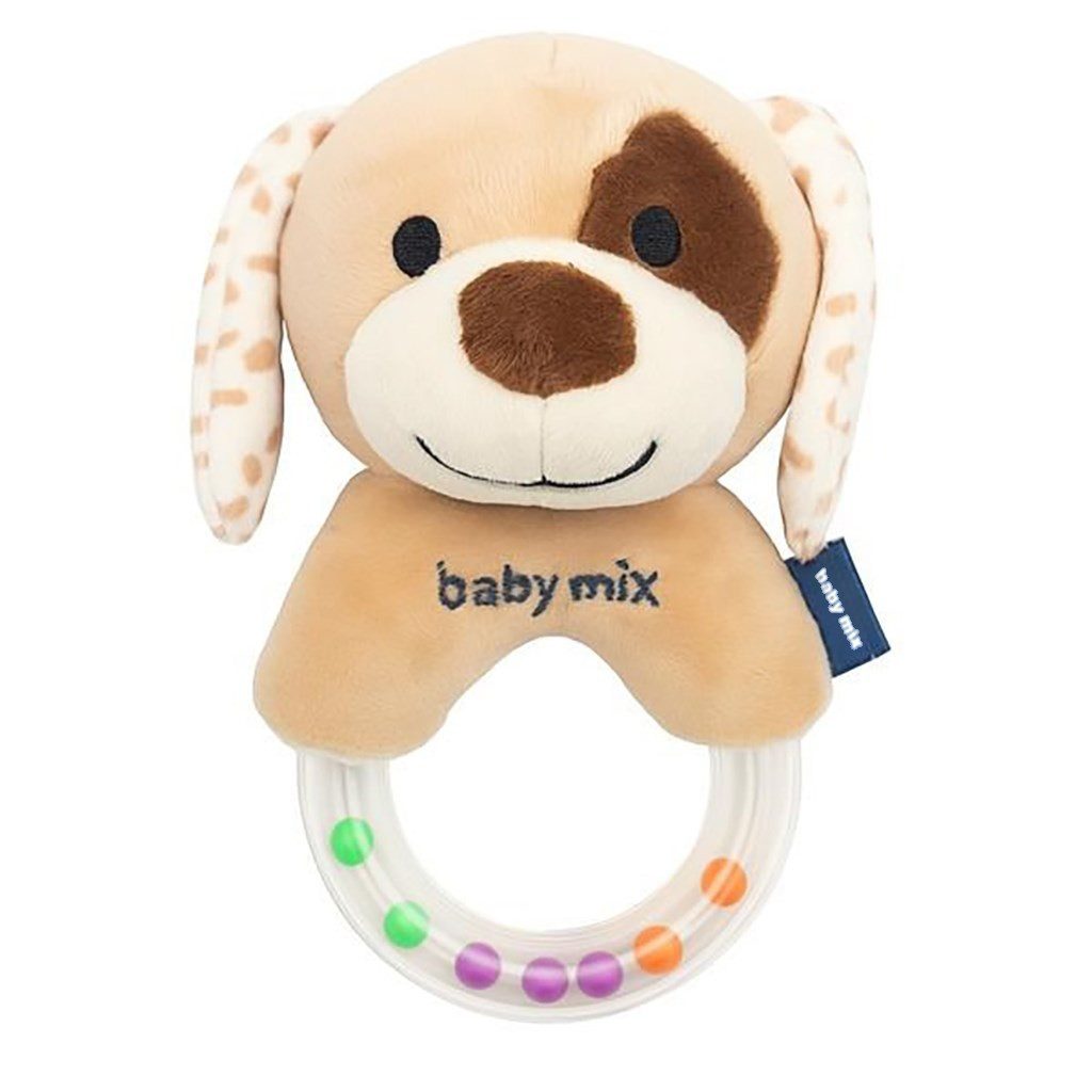 BABY MIX Rassel Greifling Rasselring Babyspielzeug (Spar-Set, 1-tlg., 17 x 10 x 8 cm leicht), weicher Plüsch, sanfter Rasselklang, ab 0 Monaten