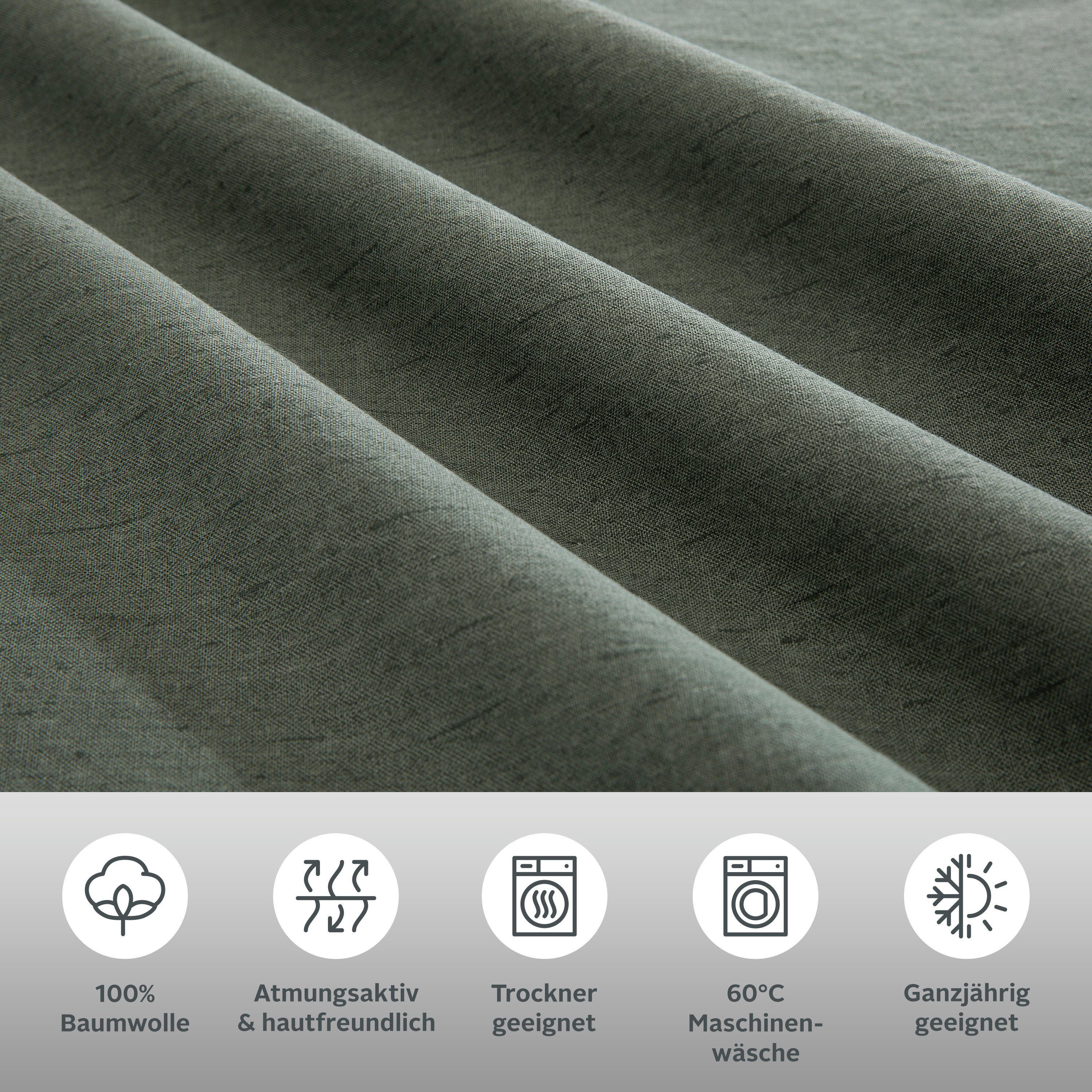 OTTO home Bettwäsche Melli, Linon, 2 teilig, Bettwäsche aus Baumwolle, Leinen-Look in Melange-Optik