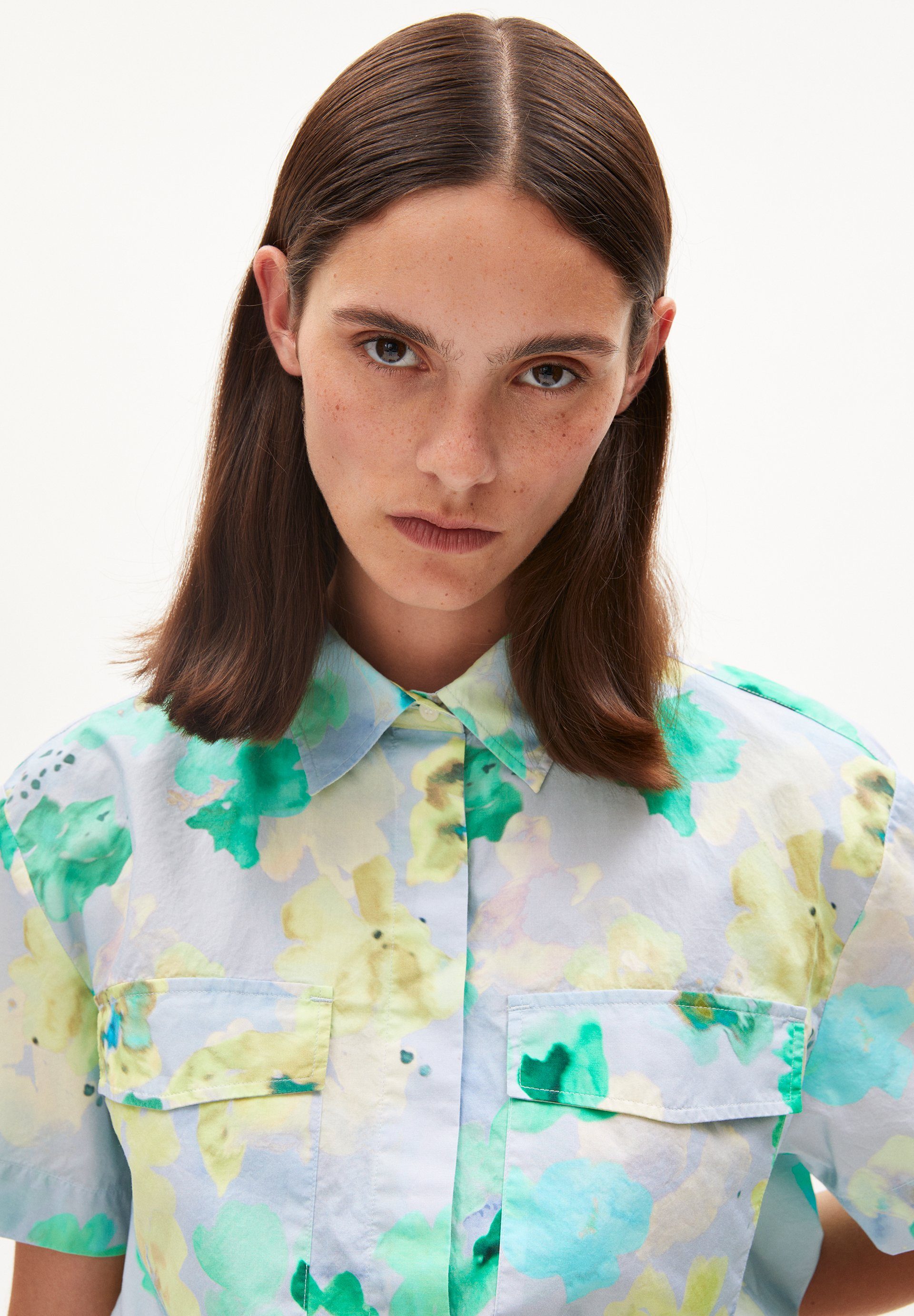 Armedangels Hemdbluse ELIANAA AQUA FLORAL (1-tlg) Relaxed Fit