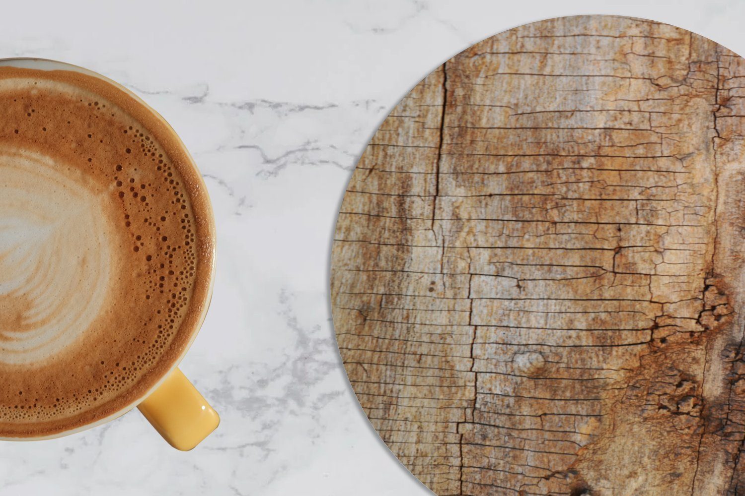 Zubehör Gläser, 6-tlg., für Glasuntersetzer - - Korkuntersetzer, MuchoWow Tasse, Getränkeuntersetzer, Holz, Becher Baumstamm Baumrinde Tassenuntersetzer,