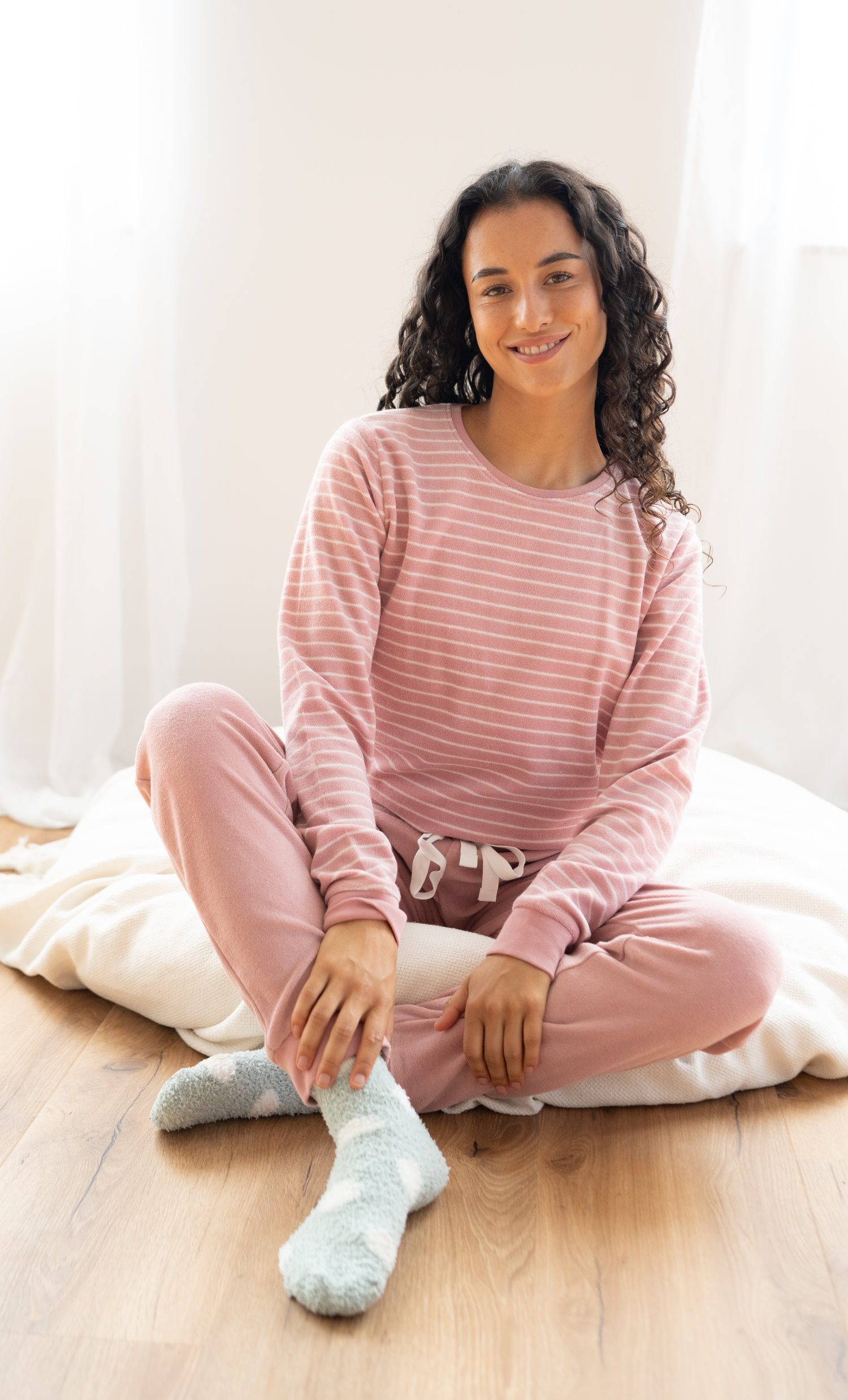 By Louise Schlafanzug Damen Frottee Pyjama (2 tlg) kuschelige Qualität