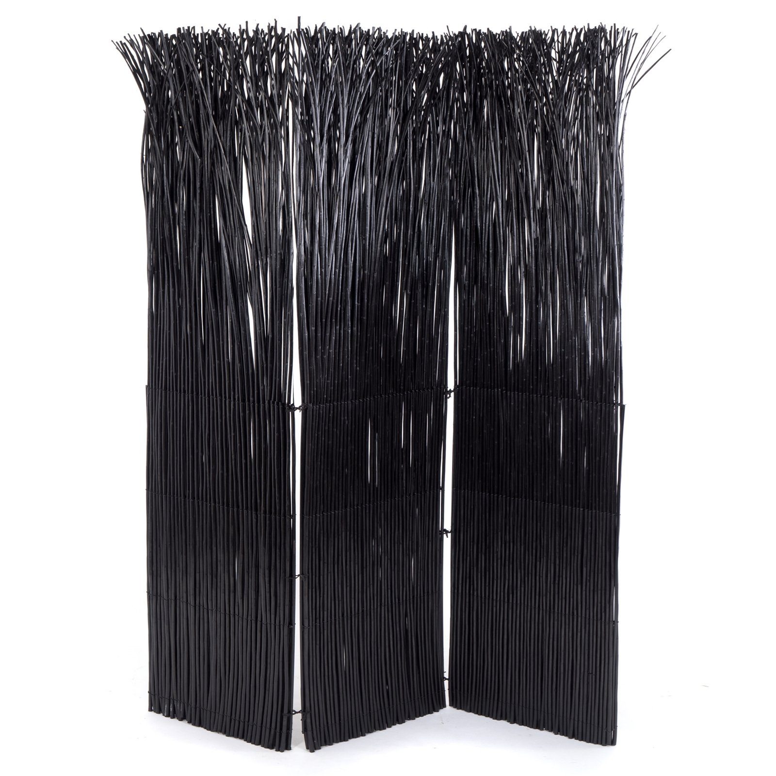 DESIGN DELIGHTS Paravent RAUMTEILER NATURE schwarz, Weidenholz Raumtrenner, Trennwand Paravent