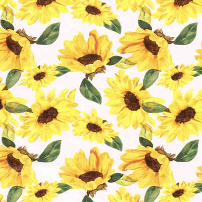 maDDma Stoff Popeline Baumwollstoff Blumen ab 100x145cm, Sonnenblume