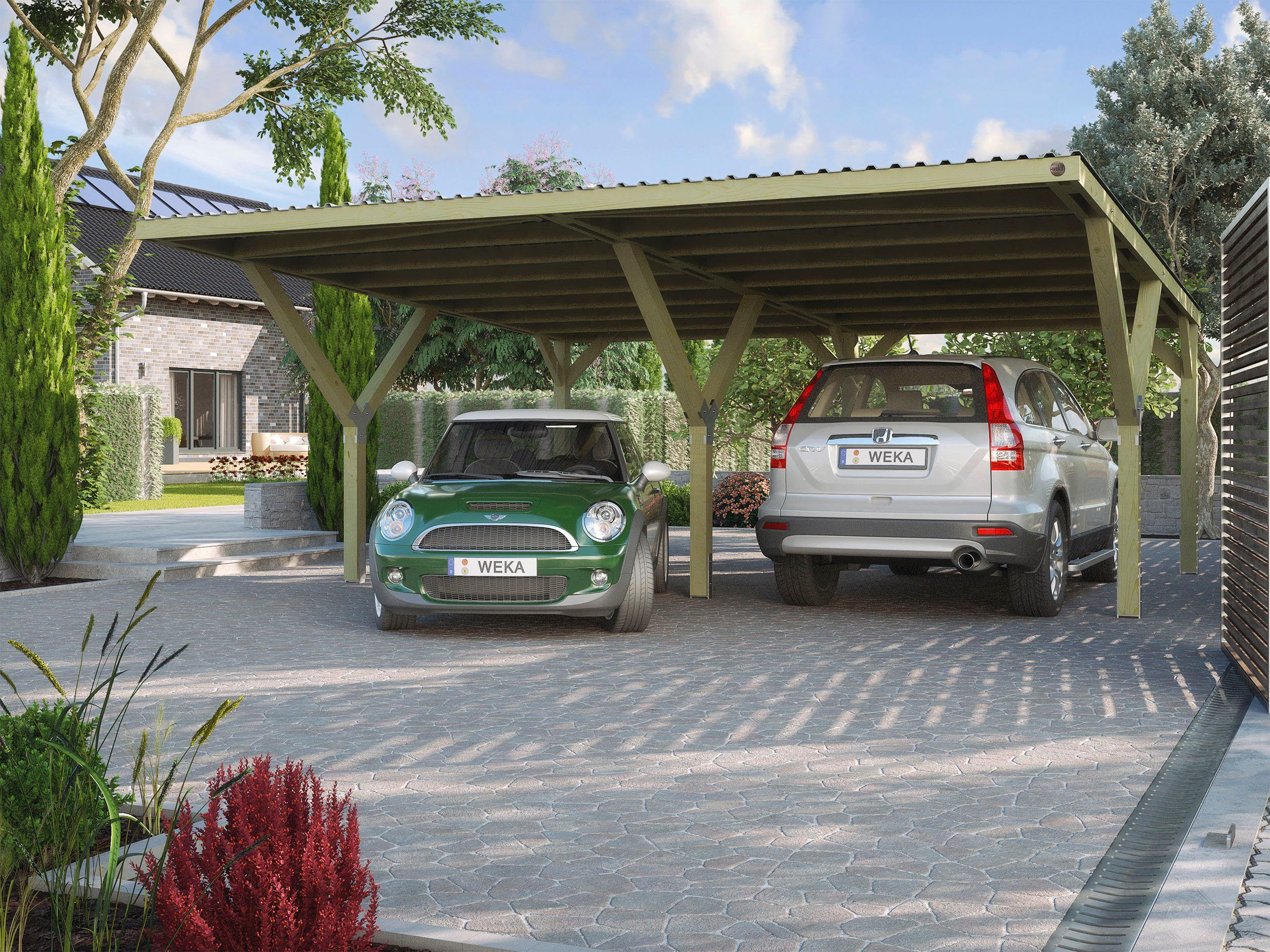 weka Doppelcarport, BxT: 592x606 cm, 241 cm Einfahrtshöhe