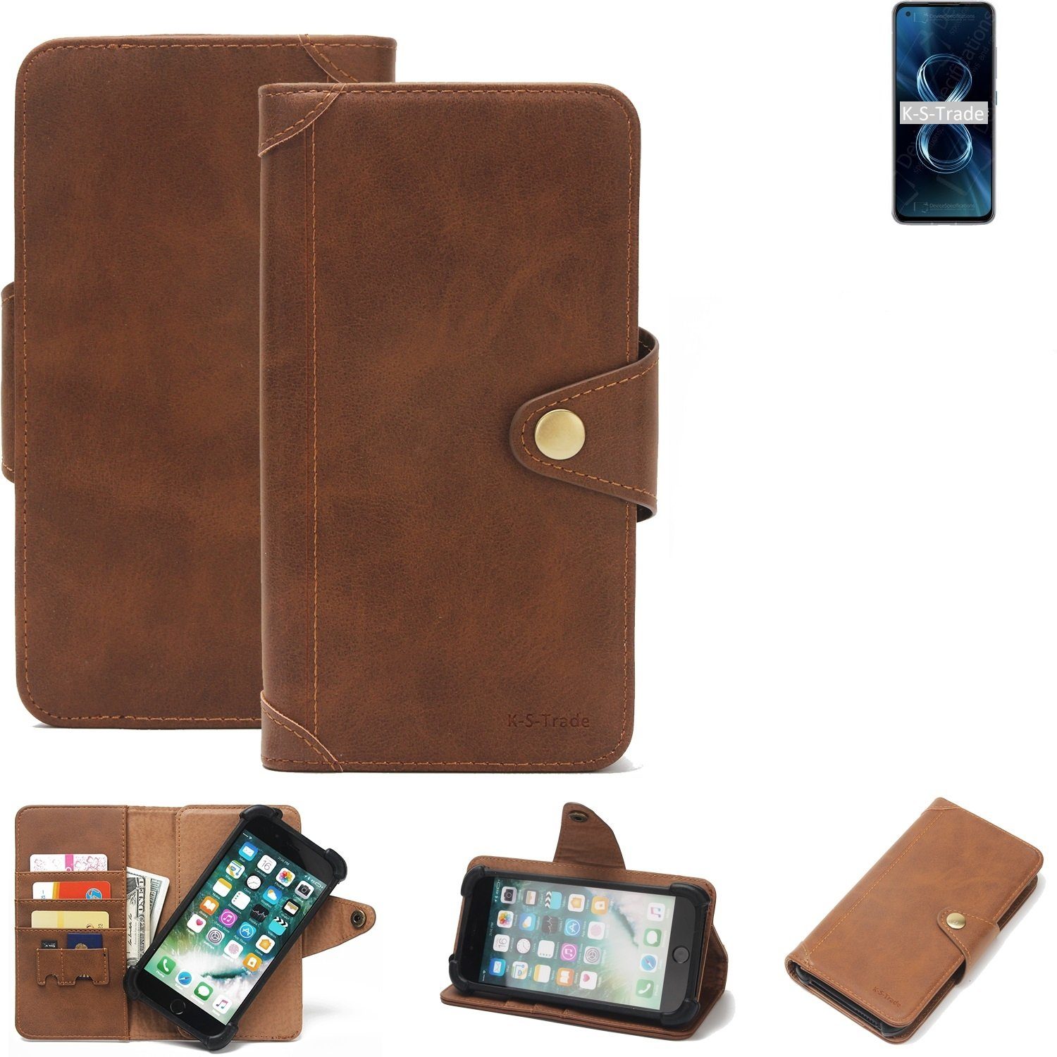 K-S-Trade Handyhülle für Asus Zenfone 8, Handyhülle Schutz Hülle Walletcase Bookstyle Tasche Case