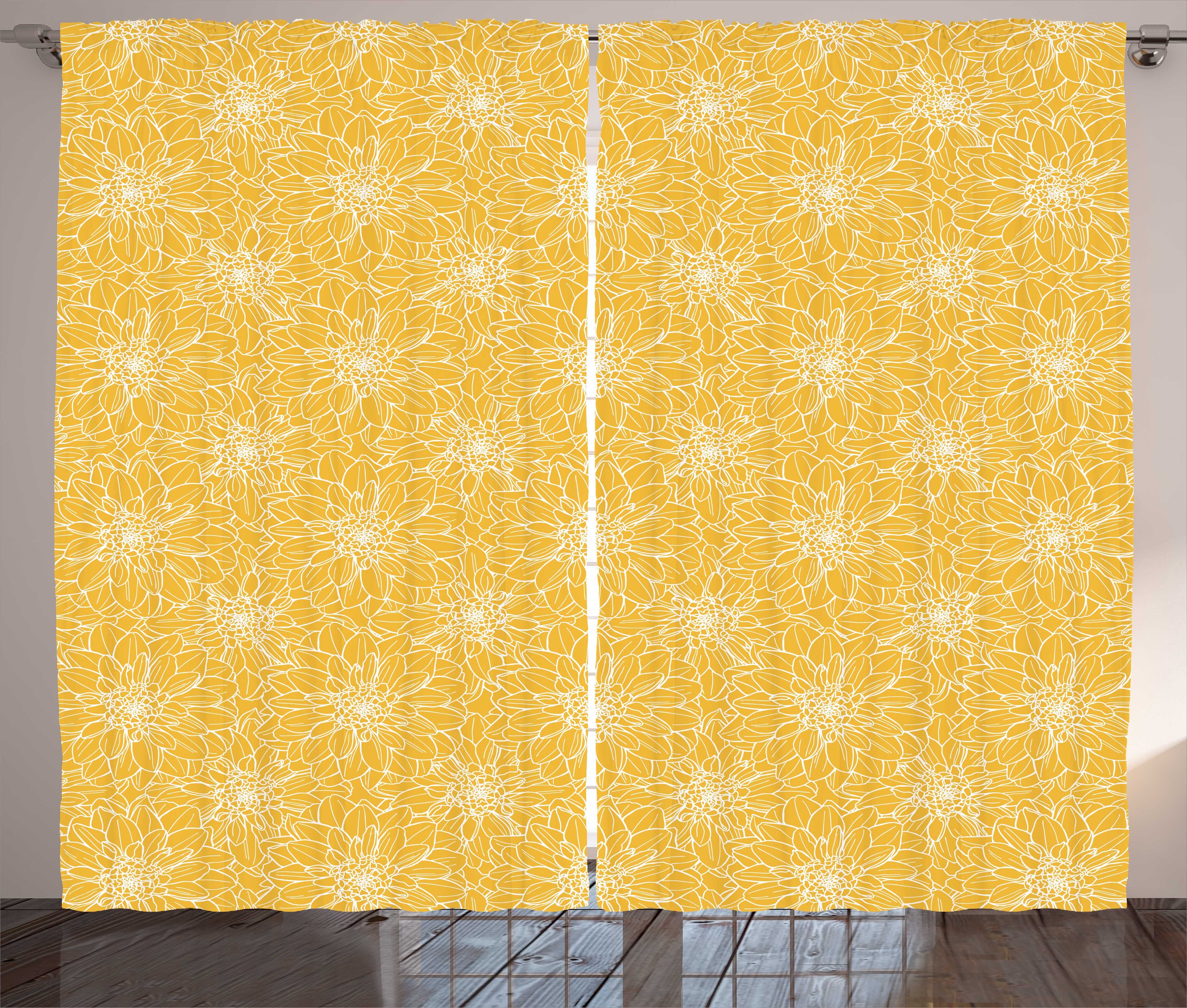 Gardine Vorhang moderne Schlaufen Blumenkunst Haken, Dahlie Kräuselband mit Abstrakte Schlafzimmer und Abakuhaus,