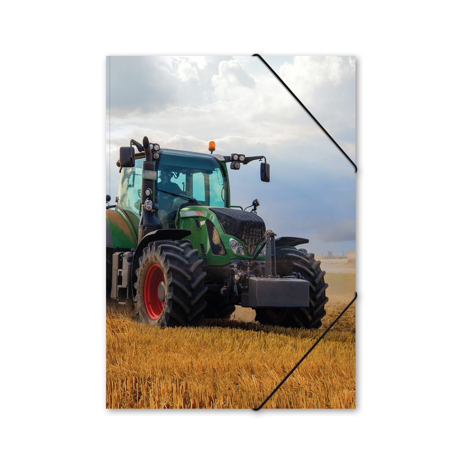 itenga Organisationsmappe itenga Gummizugmappe Zeichenmappe A4 Motiv Traktor auf dem Feld
