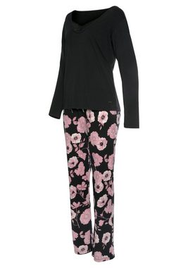 LASCANA Pyjama (2 tlg) mit Blumenmuster und Spitzendetails