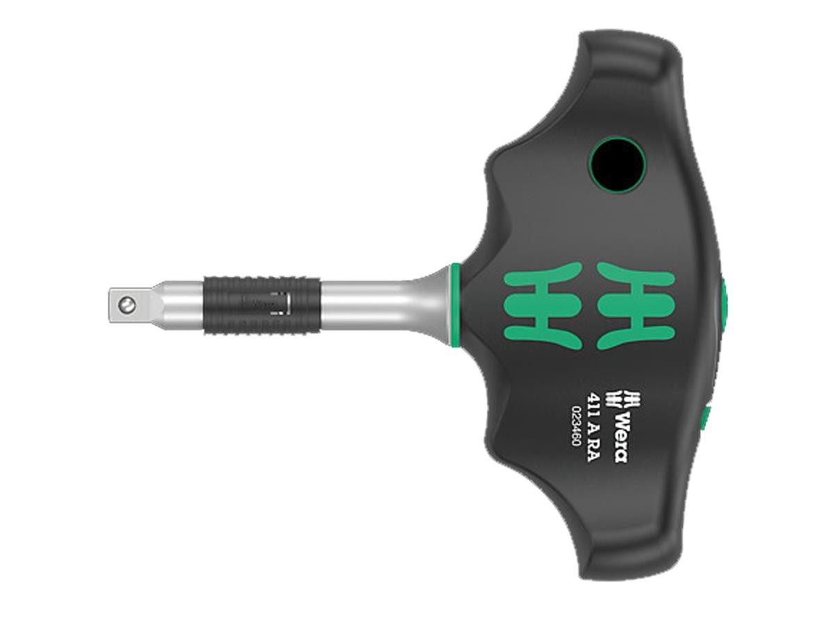 Wera Schraubendreher Quergriff mit Ratschenfunktion 411 A RA, (Set), 1/4" Nuss-Aufnahme, Umschalthebel für bequemen Richtungswechsel