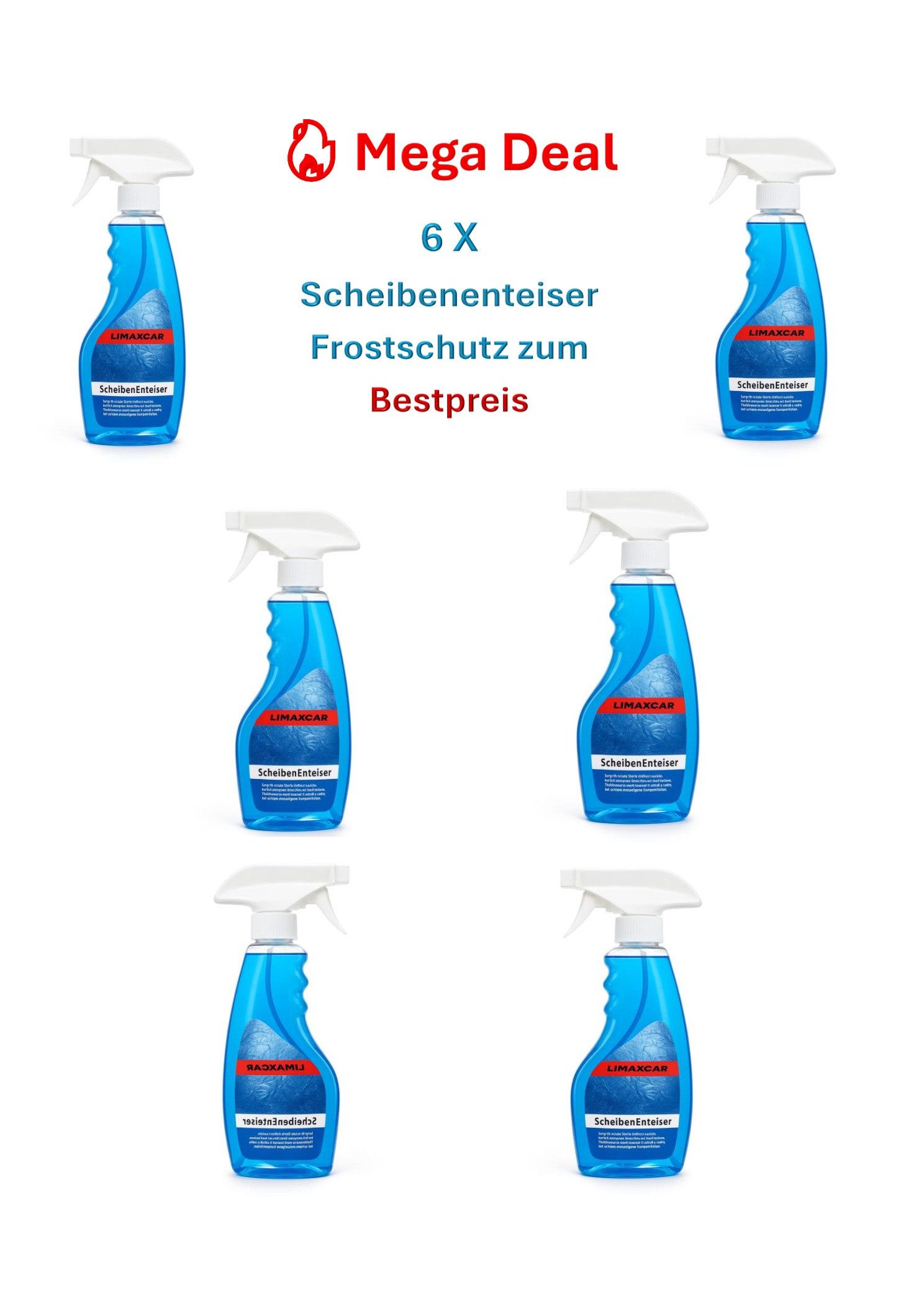 Paket.ag Scheibenfrostschutz Paket AG Scheibenenteiser Spray – 6 x 500 ml Flaschen, 1 St.