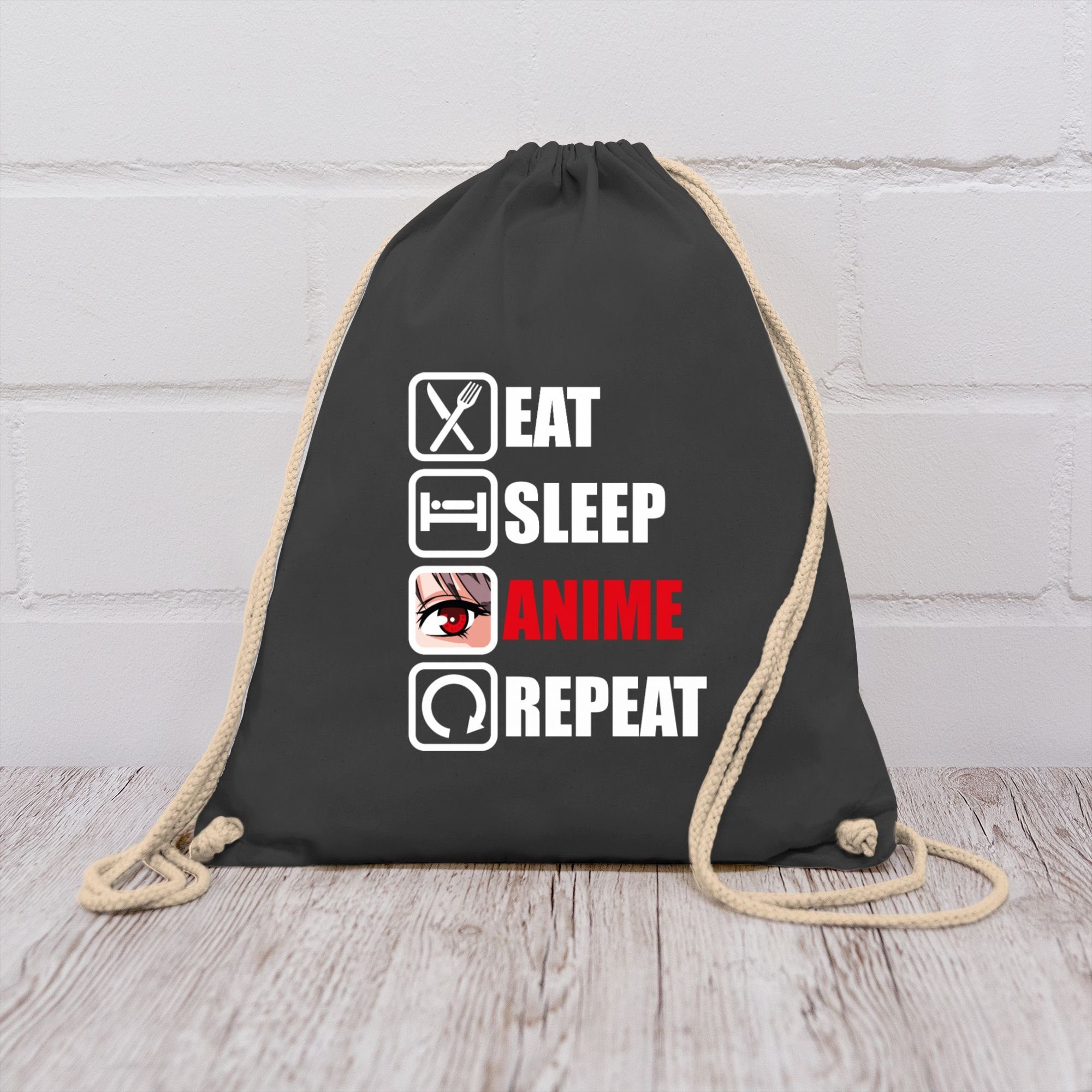 Shirtracer Turnbeutel Eat sleep Anime repeat - Manga Japan, Anime Geschenke