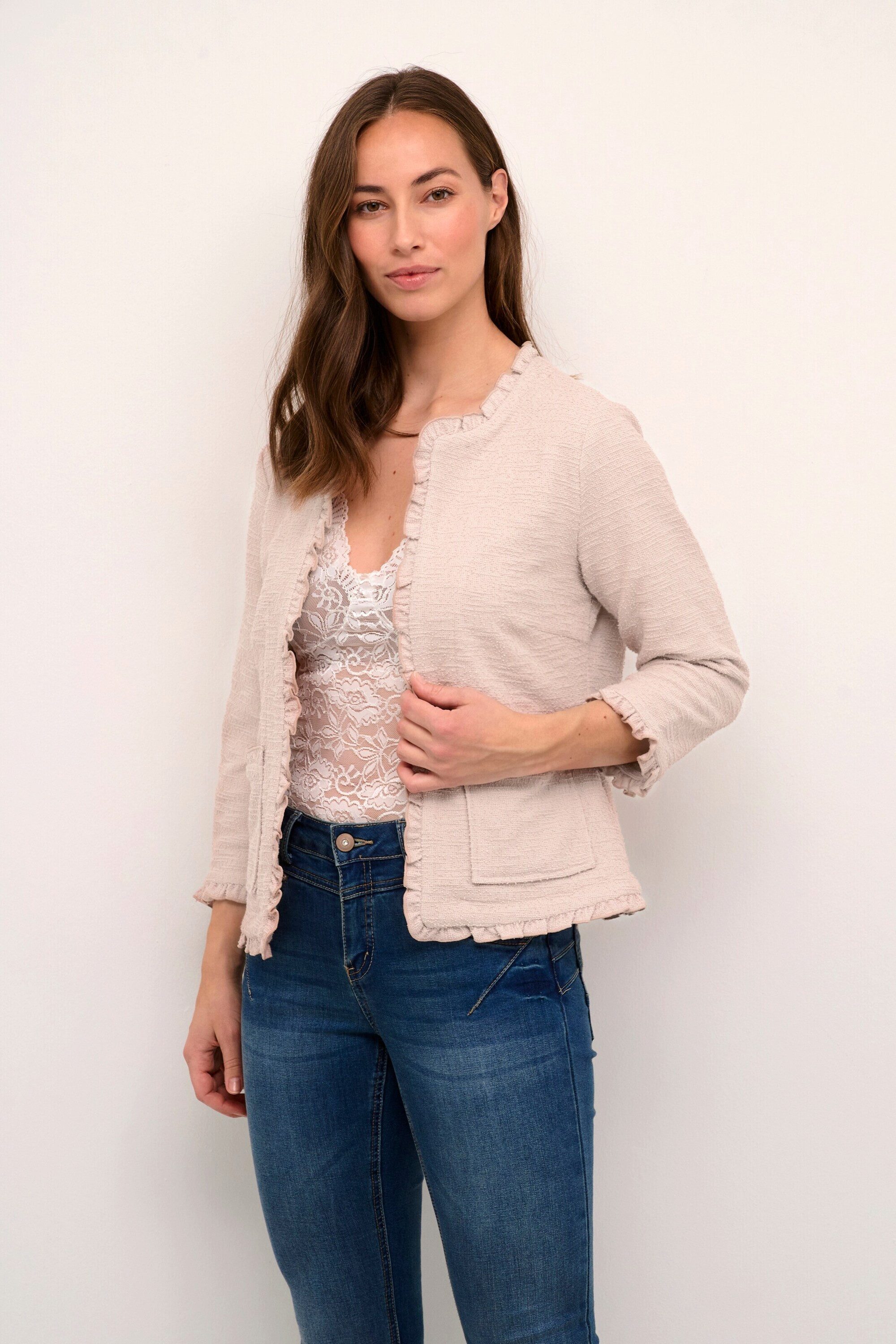 Cream Kurzblazer Mellie (1-tlg) Rüschen günstig online kaufen