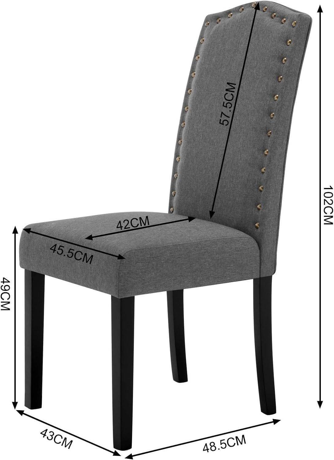 Woltu 4-Fußstuhl (Set, 4 St), Esszimmerstühle mit Rückenlehne, Leinenbezug