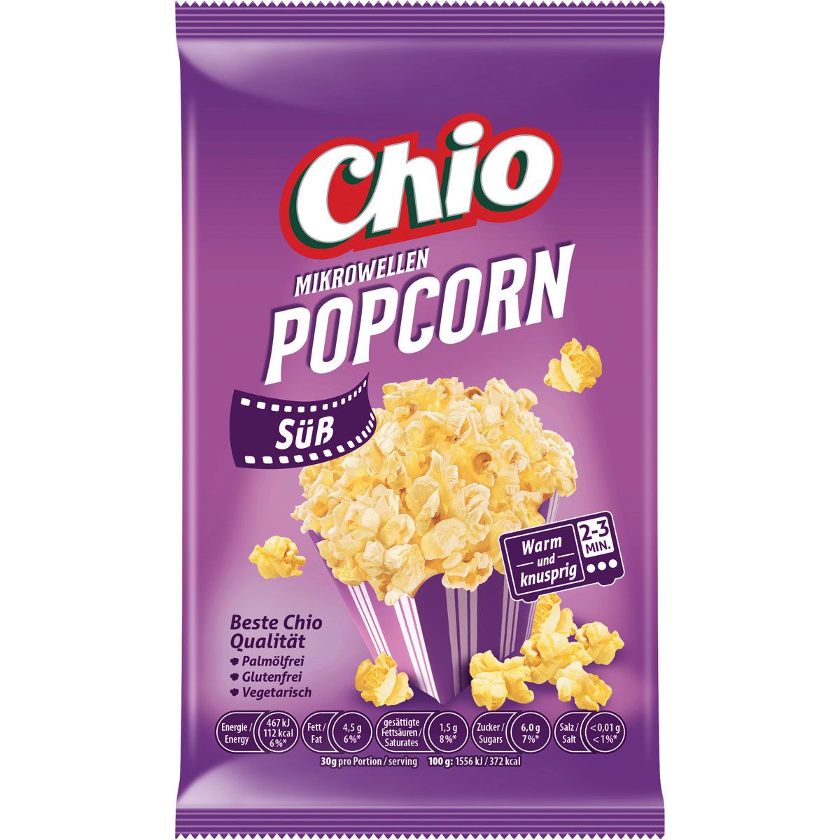 Chio Knabberei, Chio Mikrowellen Popcorn Süß glutenfrei vegetarisch vegan 120g