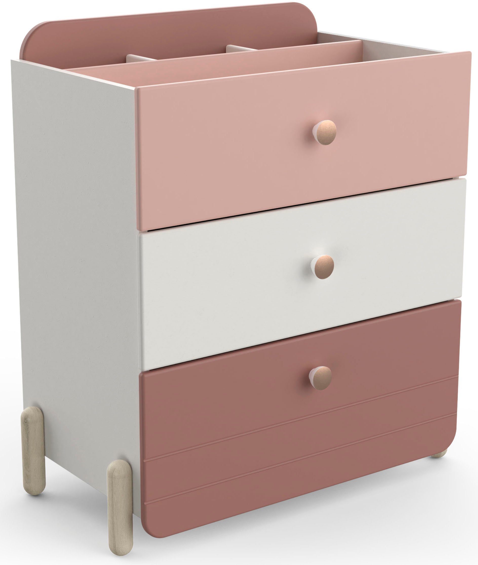 Demeyere GROUP Kombikommode Jade, Schublade mit Rollenauszügen, Runde Knopfgriffe mit Roségold-Finish
