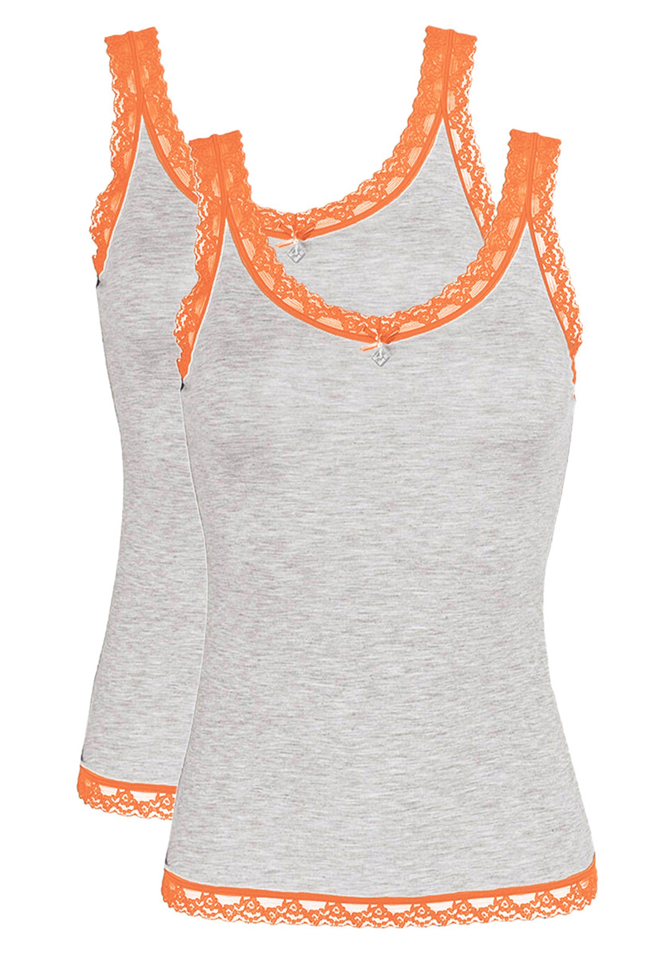 like it! Unterhemd 2er Pack Kim (Spar-Set, 2-St) Shirt - Im modischen Design, Perfekte Passform, Angenehm auf der Haut Orange