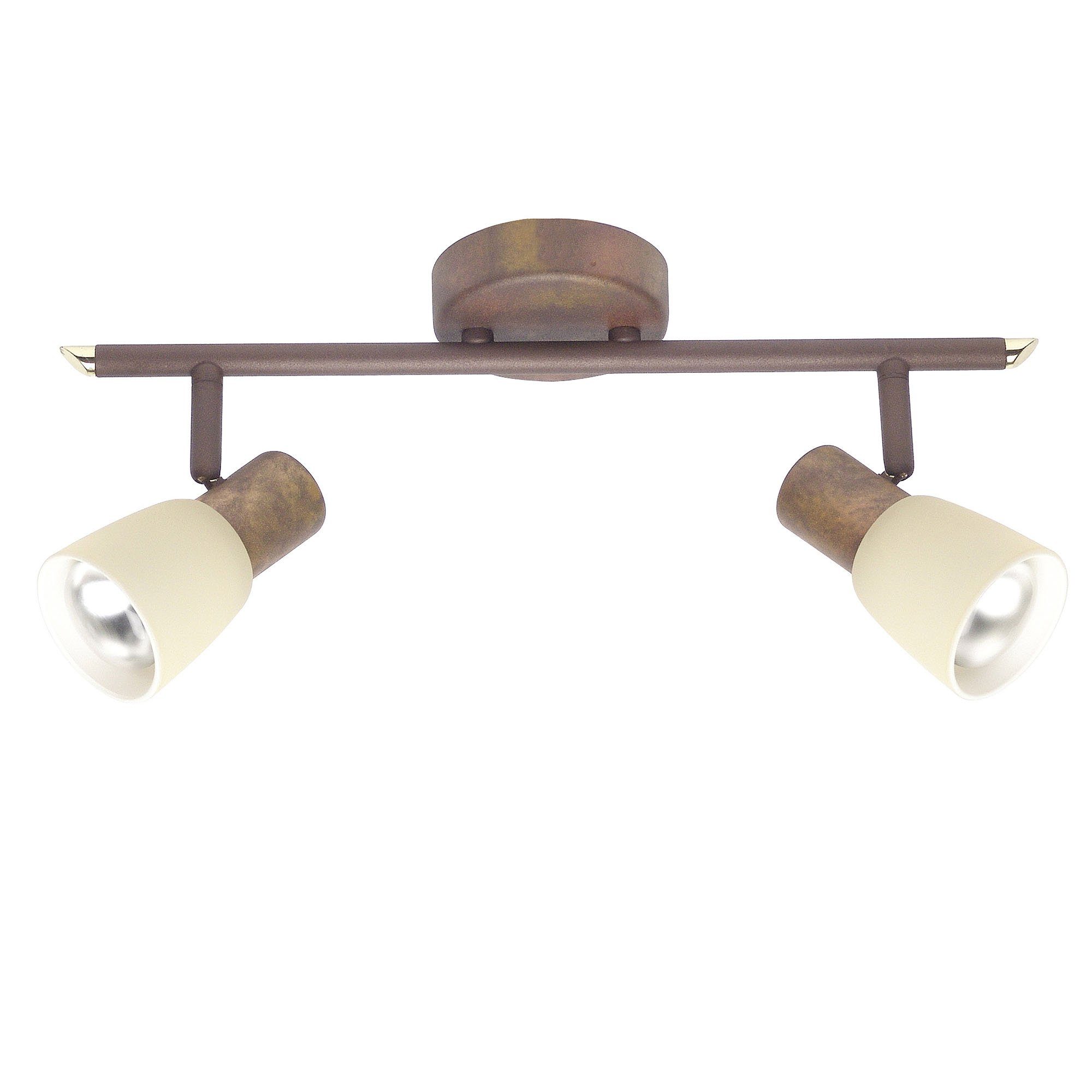 Brilliant Deckenstrahler Luca, ohne Leuchtmittel, Spotrohr 2flg altkupfer/champagner