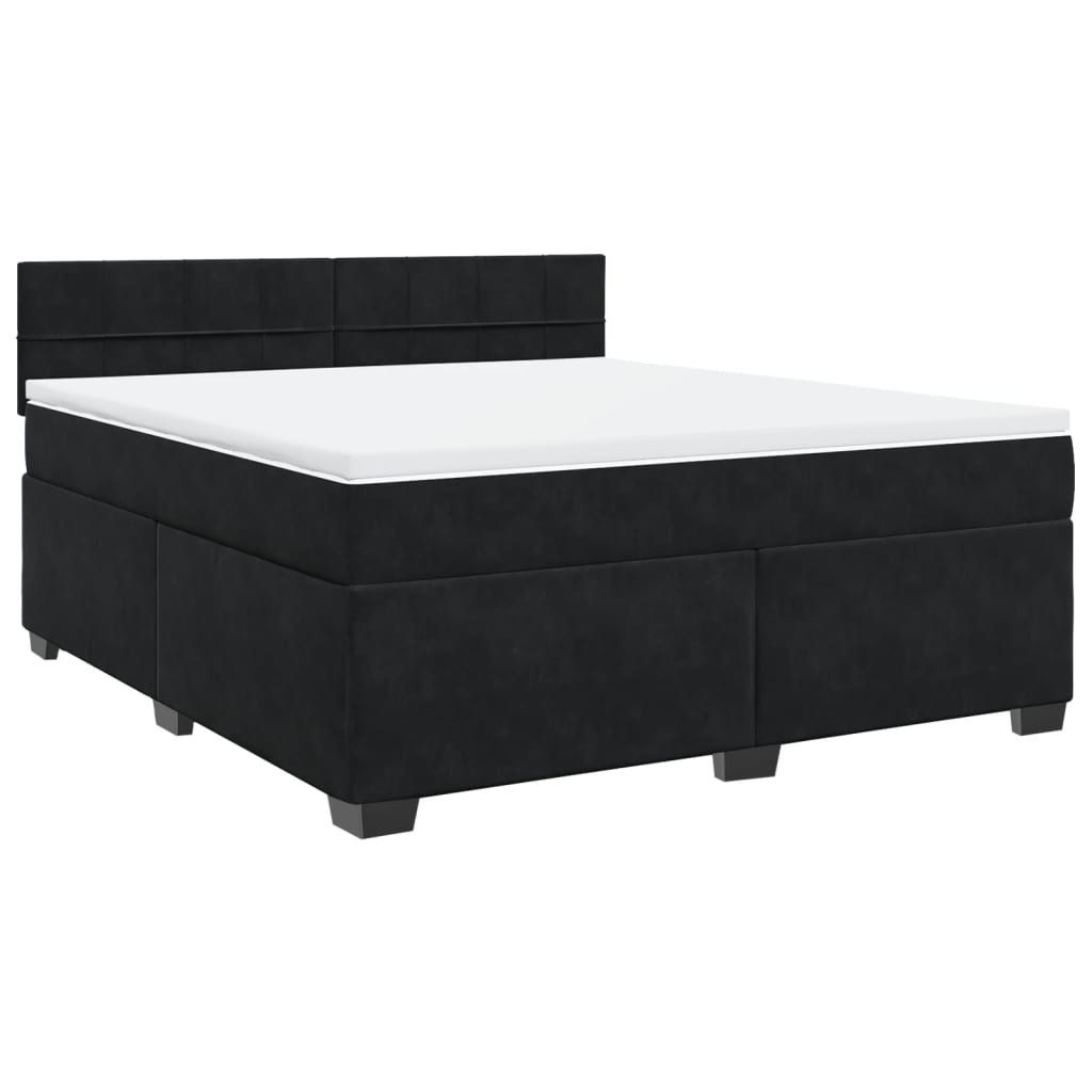 Bett Boxspringbett mit Matratze Schwarz 180x200 cm Samt