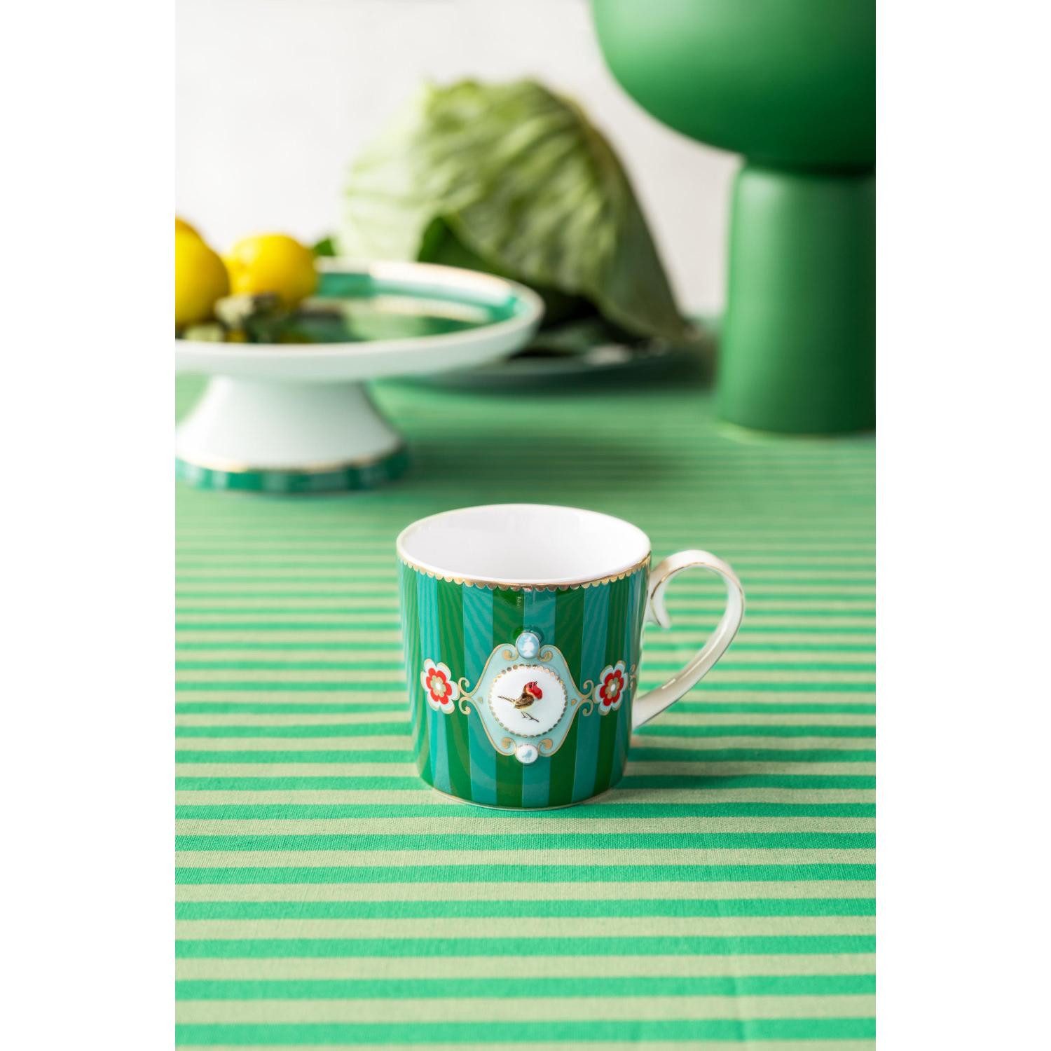 PiP Studio Tasse Henkelbecher Love Birds Stripes Emerald Grün (150ml) – Bild 2 von 5