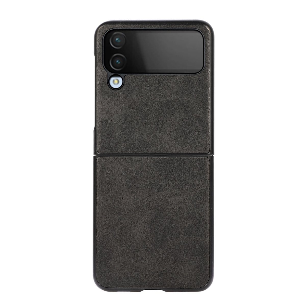 Wigento Handyhülle Samsung Galaxy Z Flip4 5G Struktur Kunststoff Cover Handy Tasche Hülle Etuis Schwarz