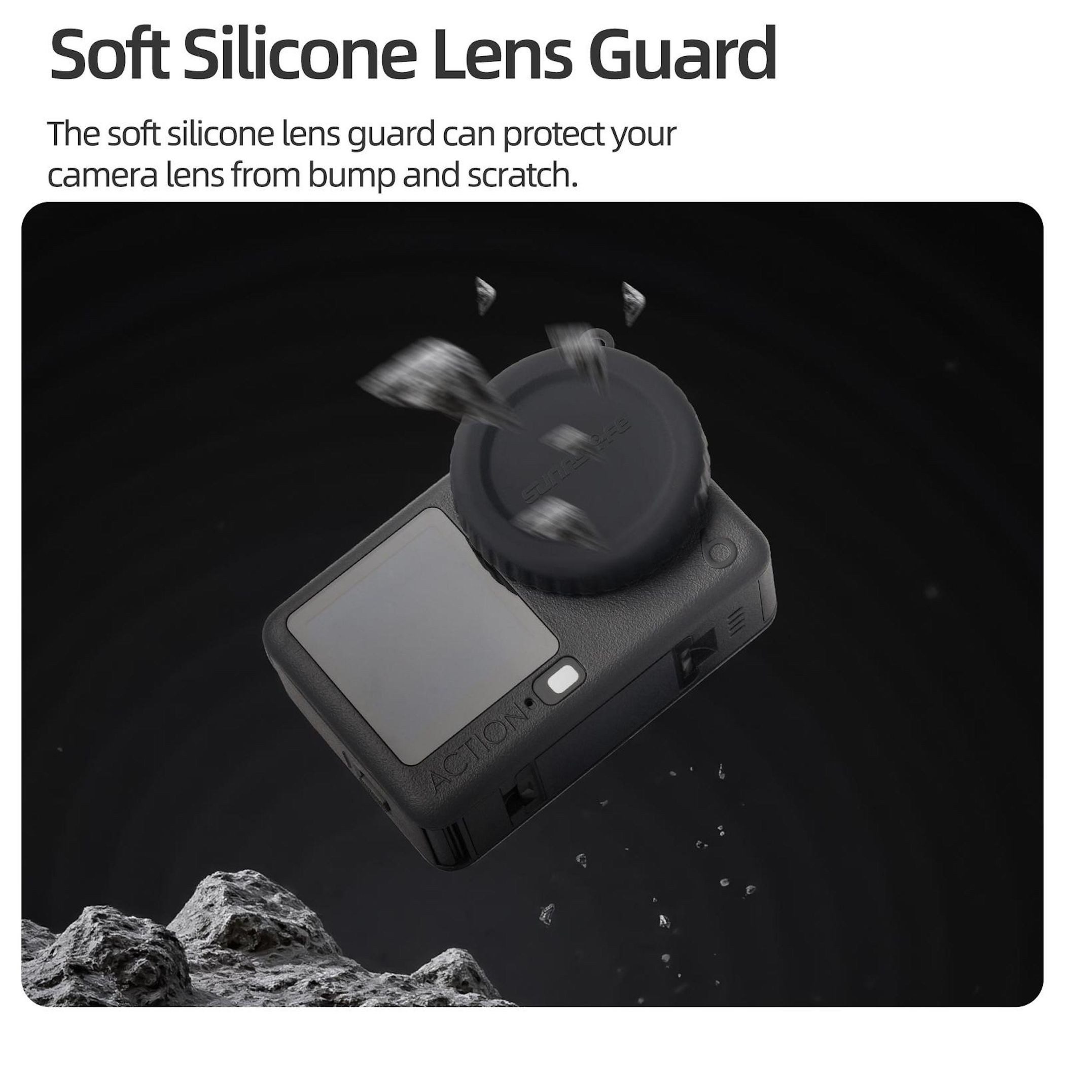 Wigento Silikon Linsenschutz für DJI Osmo Action 6 Kamera Zubehör Schwarz Zubehör Drohne (Kompakt, Leicht, Robust, Passgenau, Kratzhemmend) – Bild 4 von 5