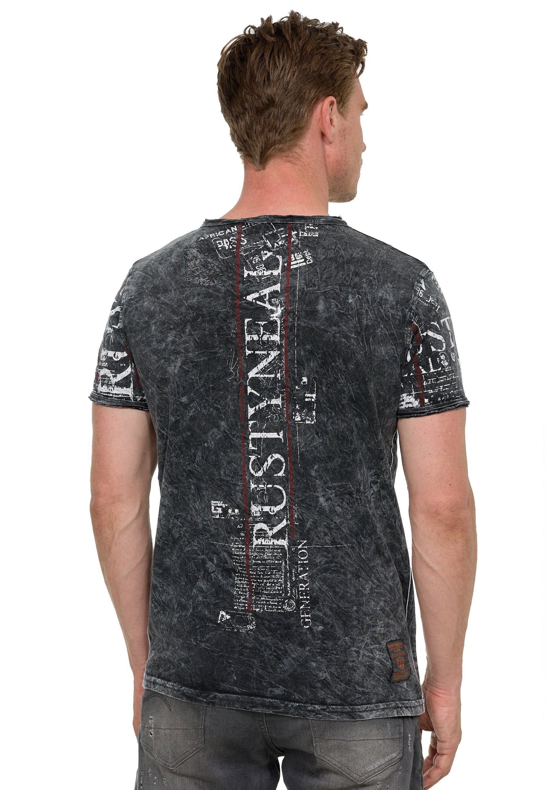 Rusty Neal T-Shirt im Used-Look mit Allover-Print