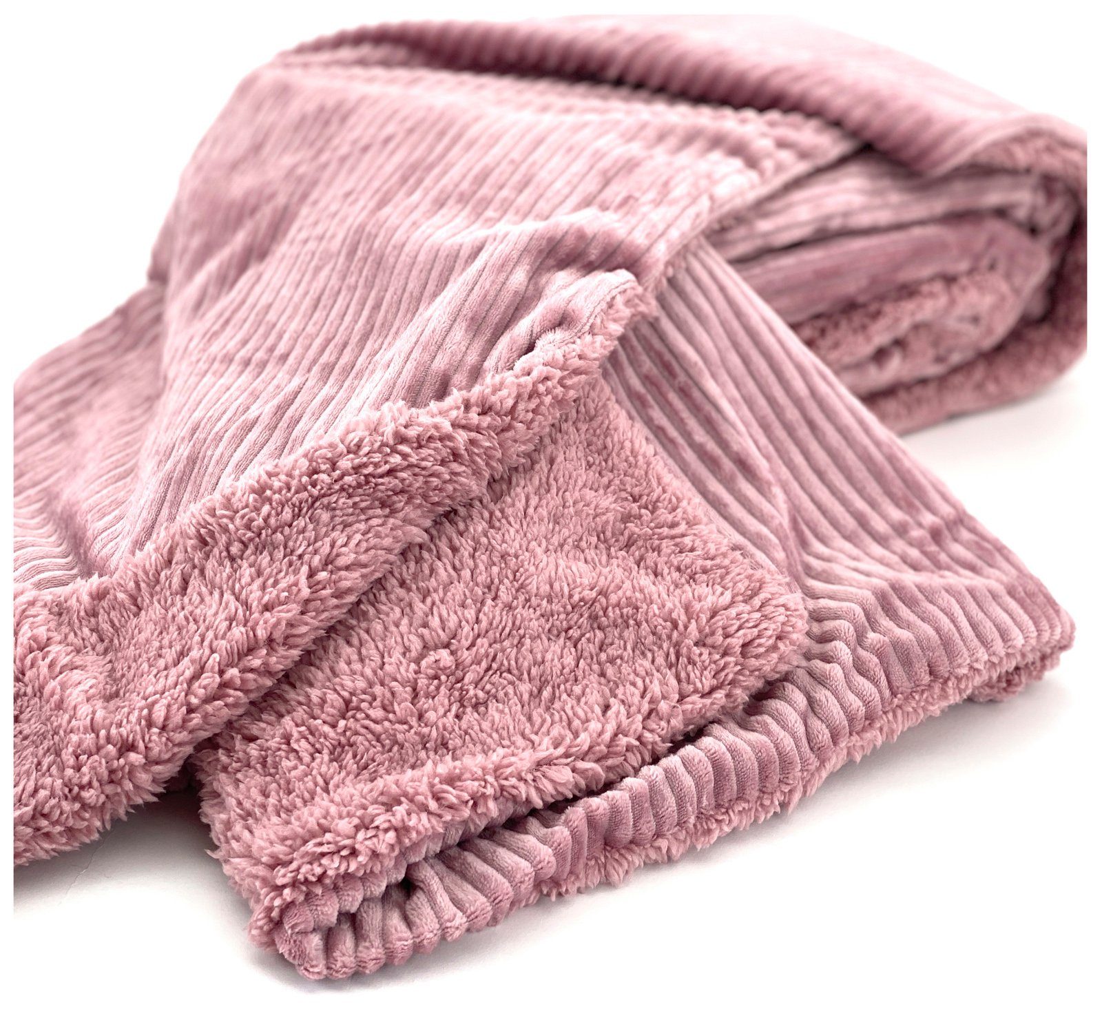 Wohndecke Flauschige Cord Kuscheldecke Sherpa Fell Sofadecke, heimtexland, 150x200 I extra dick I warm I kuschelig weich I fusselfrei
