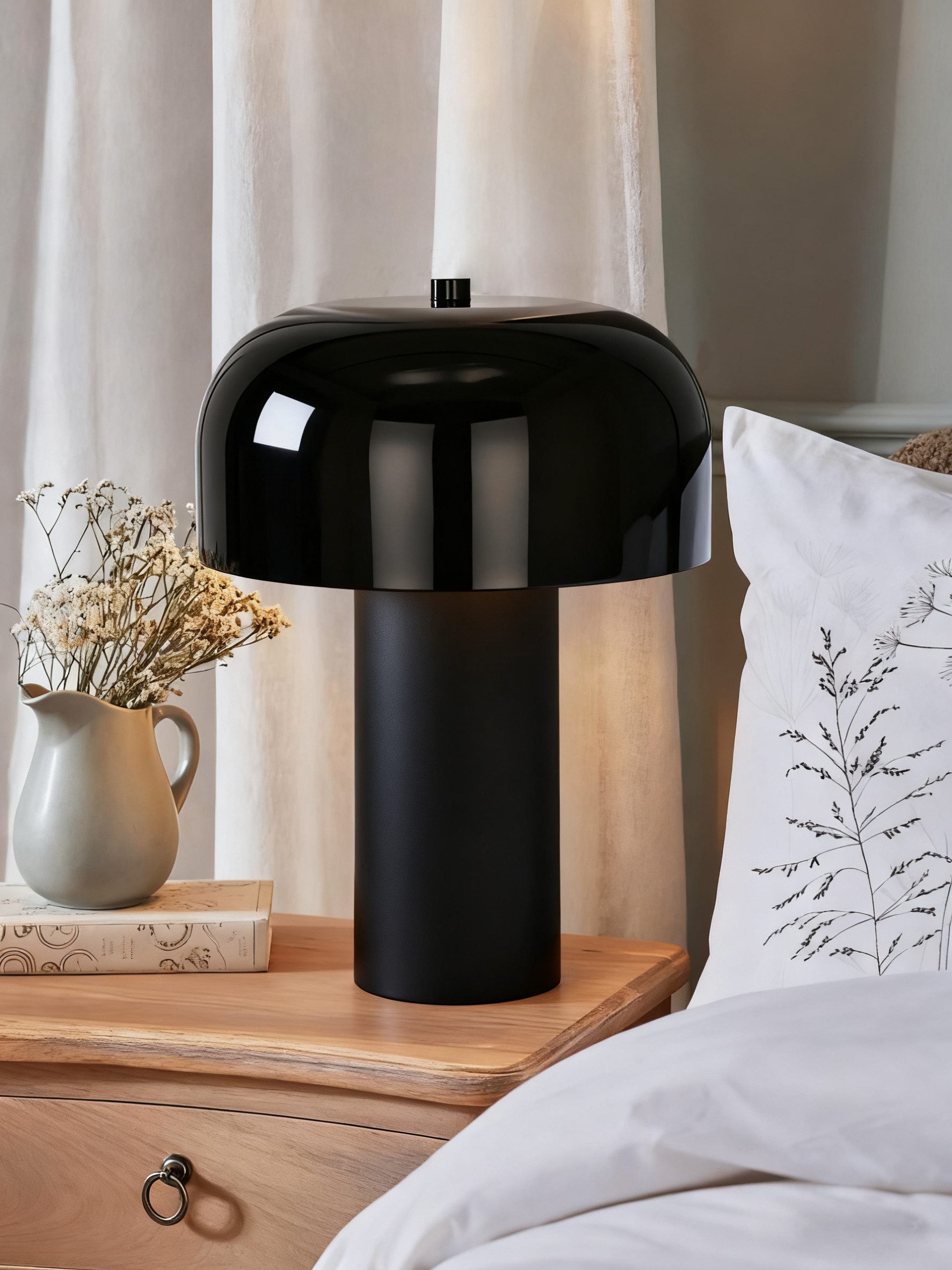 OTTO home Tischleuchte Jorre - Pilzlampe, Leuchtmittel wechselbar, ohne Leuchtmittel, zweifarbig - matt & glänzend, Pilzleuchte, Tischlampe, Pilzform, E14