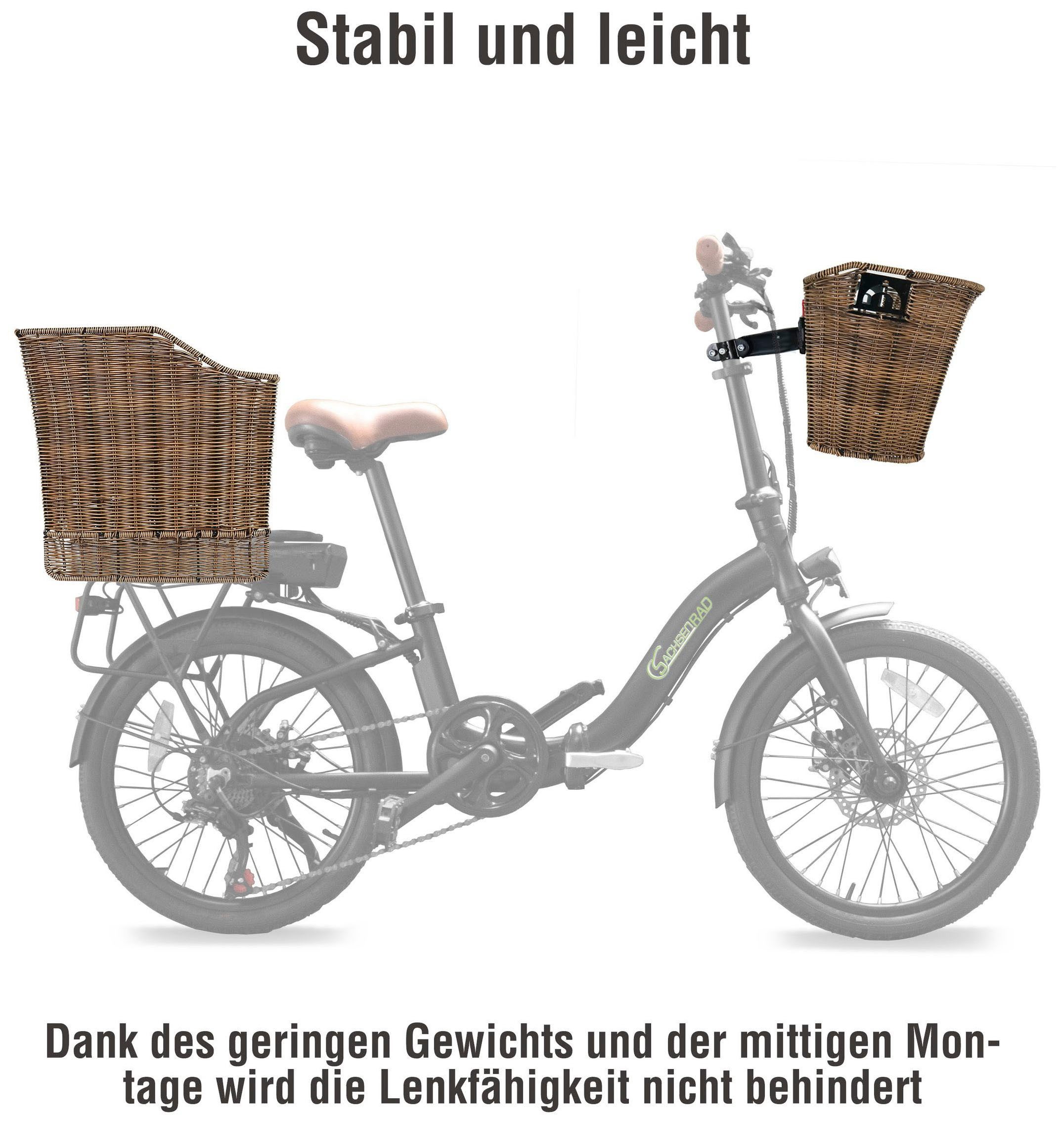 SachsenRAD Fahrradkorb Lenkerkorb mit Tragegriff
