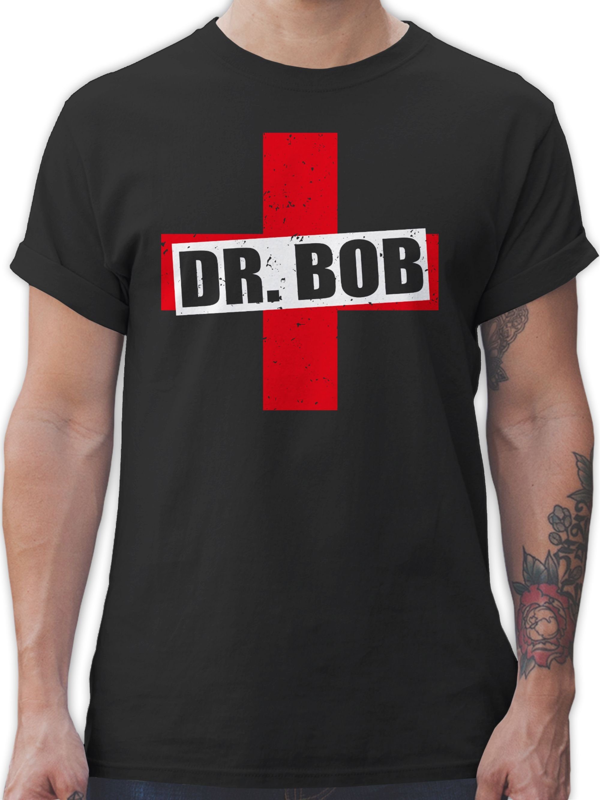 Shirtracer T-Shirt Dr. Bob Kostüm Karneval Outfit Schwarz 2 Kreuz