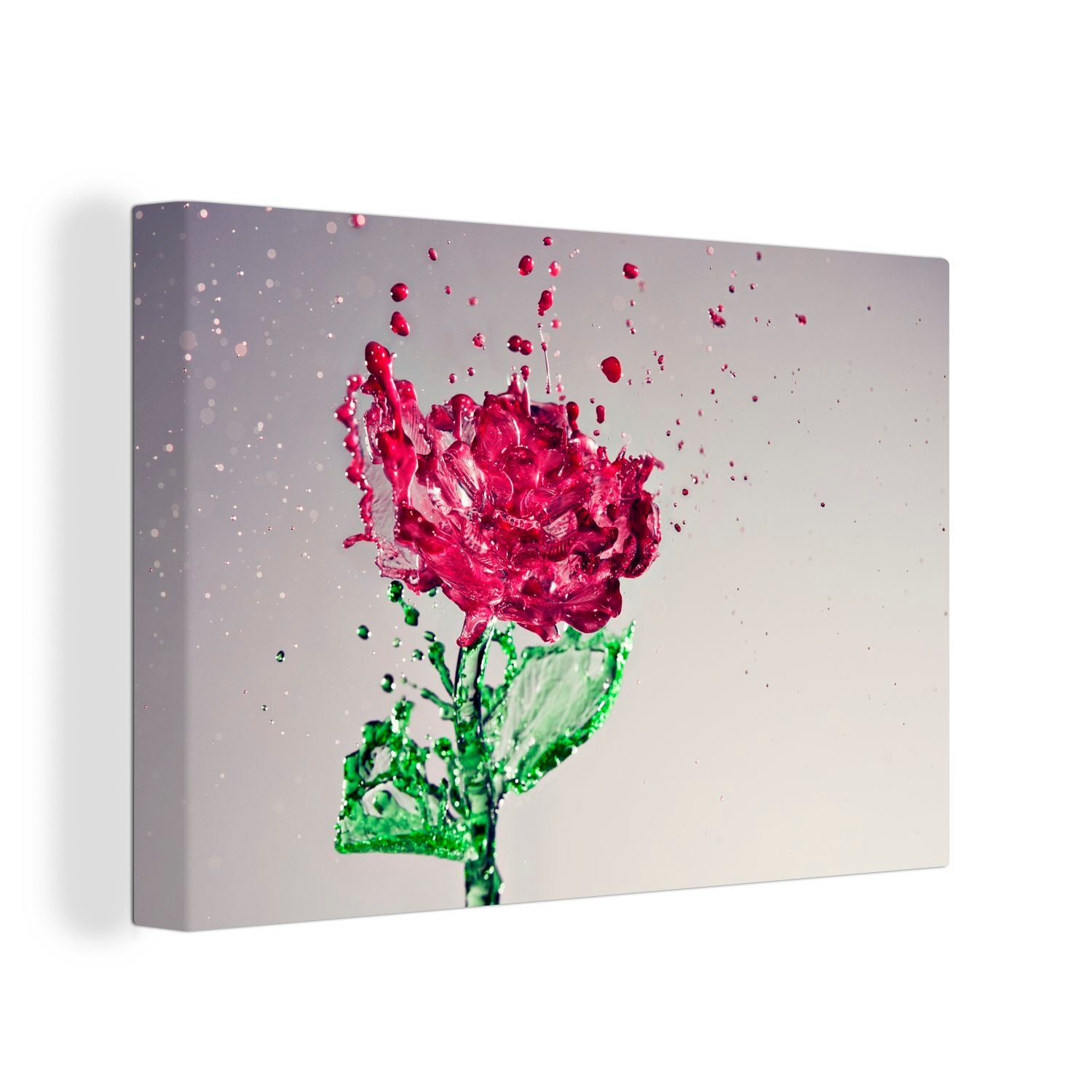 OneMillionCanvasses® Leinwandbild Rosen 30x20 (1 St), Leinwandbilder, Wasser - Aufhängefertig, Wanddeko, - Wirkung, cm Wandbild