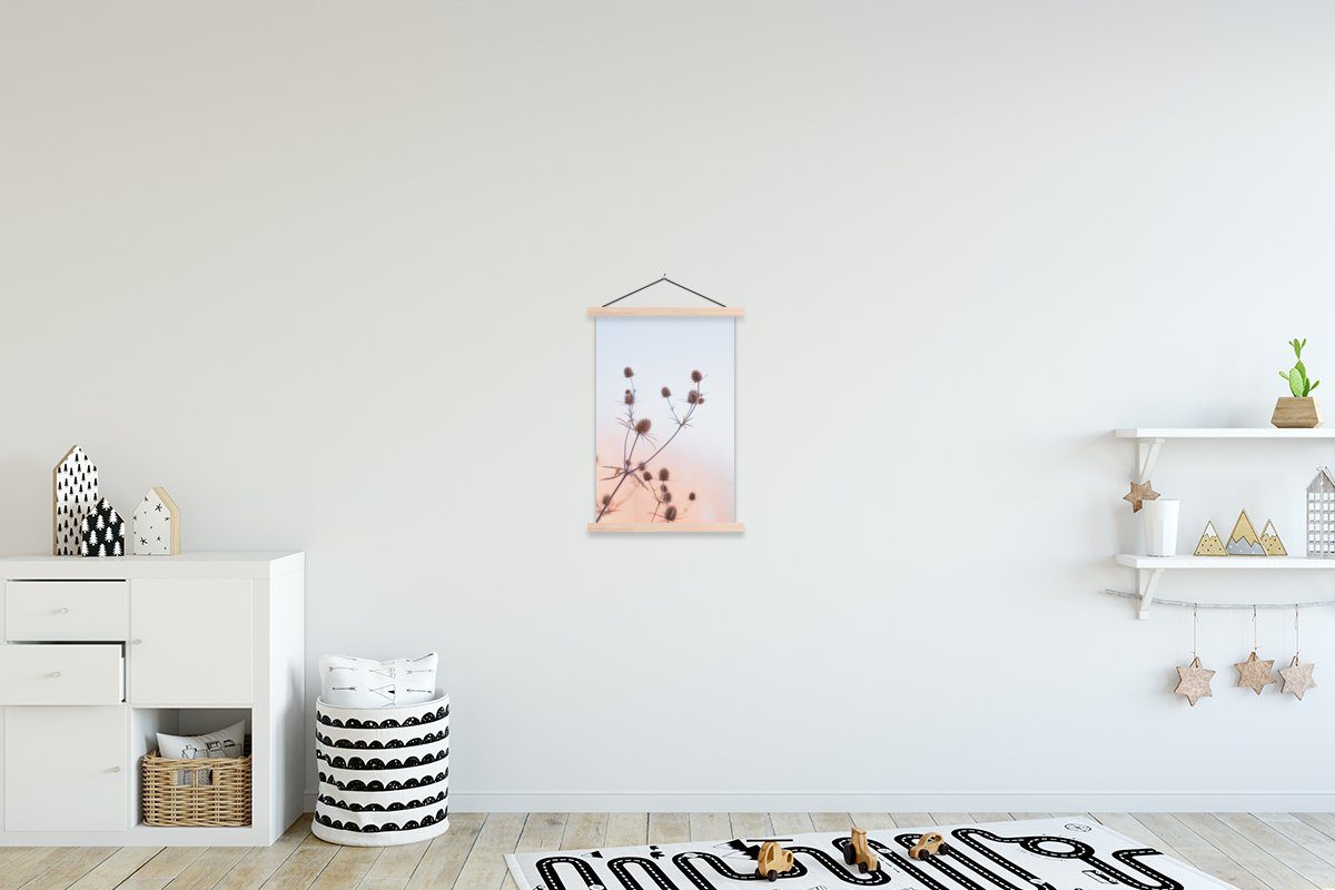 MuchoWow Poster Pastell Himmel, Blumen Posterleiste, Getrocknete St), - für Wohnzimmer, Textilposter Bilderleiste, (1 Magnetisch 