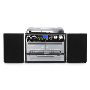 Auna »TC-386 Stereoanlage USB MP3 Kassette CD Plattenspieler Encoder« Stereoanlage (UKW/MW-Radiotuner, Stereoanlage mit CD Player Vinyl Radio Musikanlage Kompaktanlage)