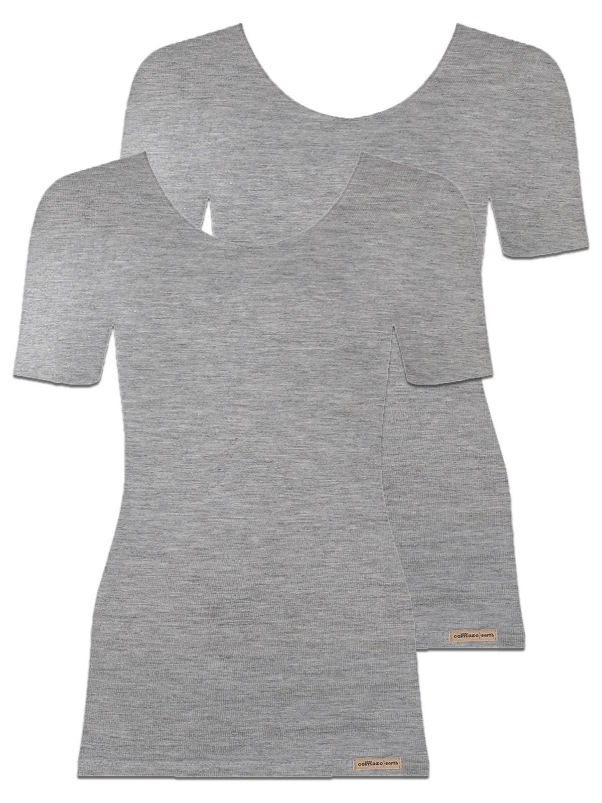 Shirt Pack 2-St) Unterhemd Baumwoll (Stück, 2er Damen grau-melange Unterhemd COMAZO Vegan