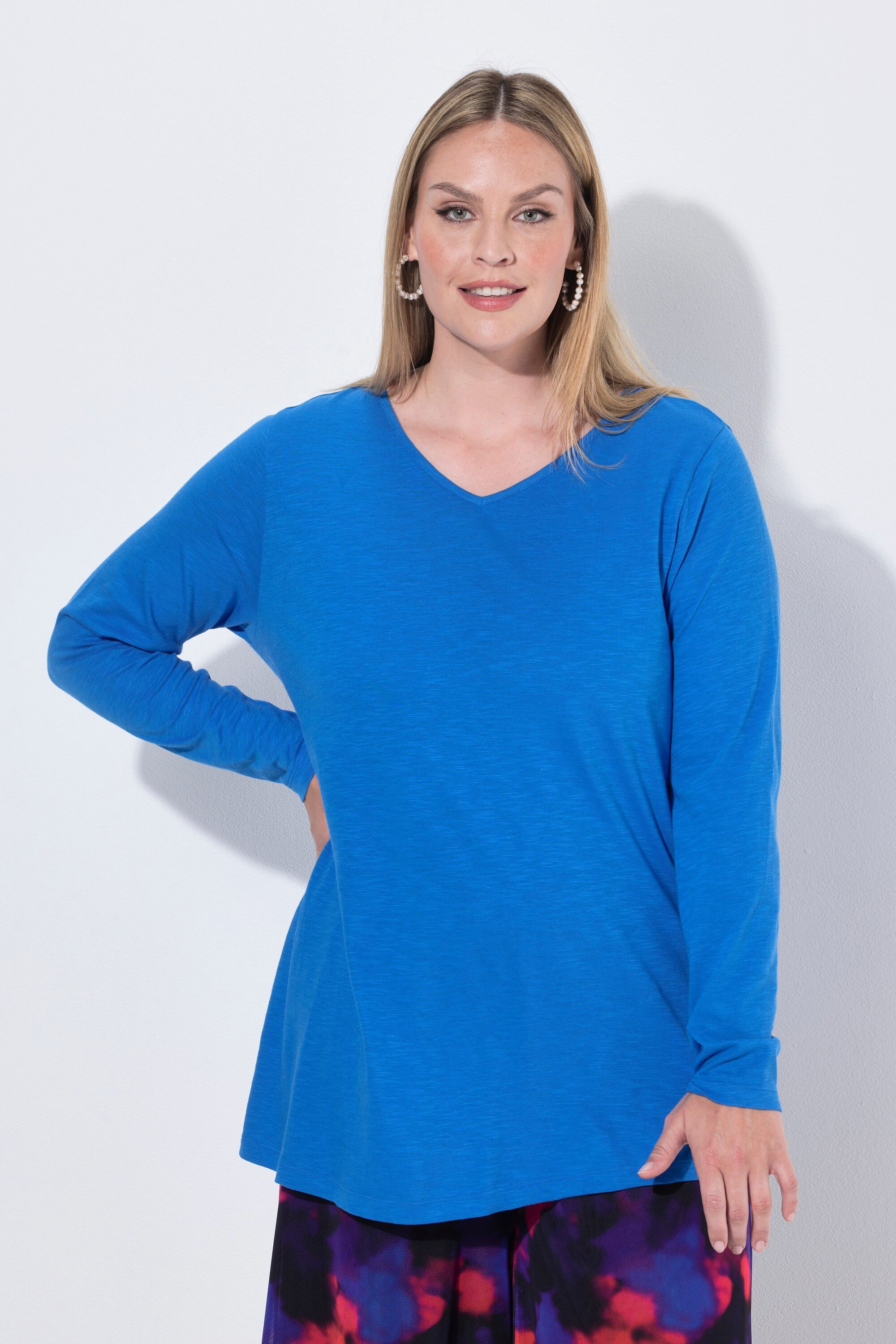 MIAMODA Longsleeve Langarmshirt oversized V-Ausschnitt