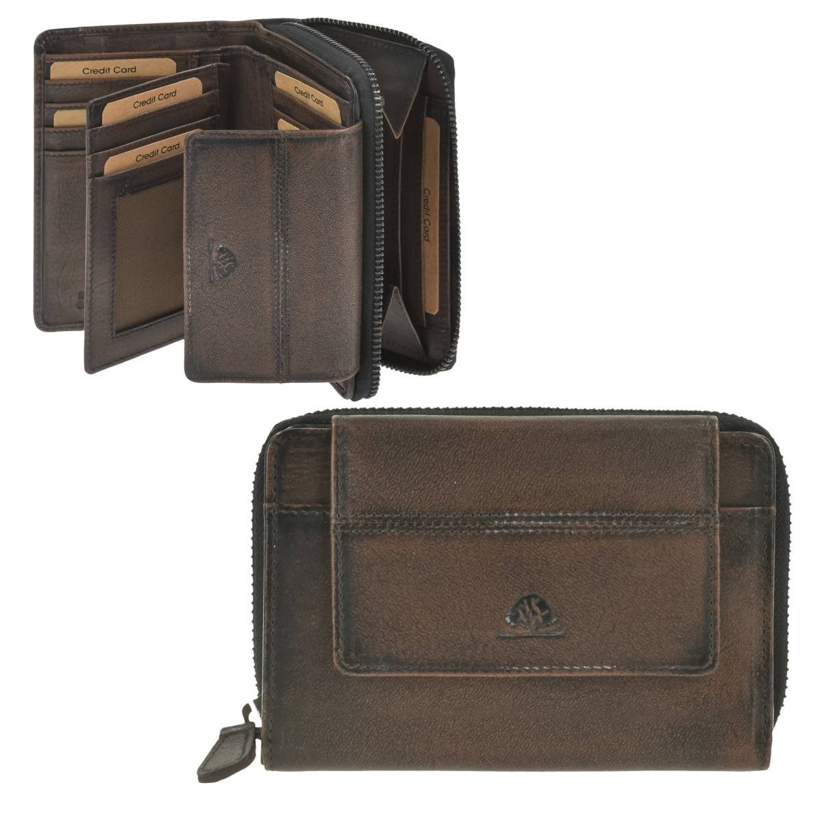 Greenburry Geldbörse "Destressed" Leder Portemonnaie Damen günstig online kaufen