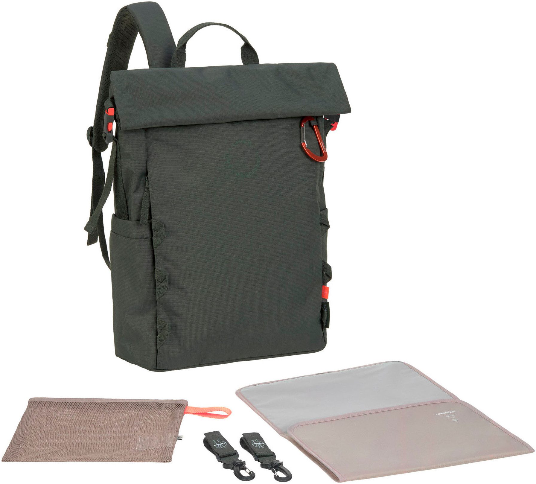 LÄSSIG Wickelrucksack Green Label, Outdoor Rolltop Backpack, dark olive