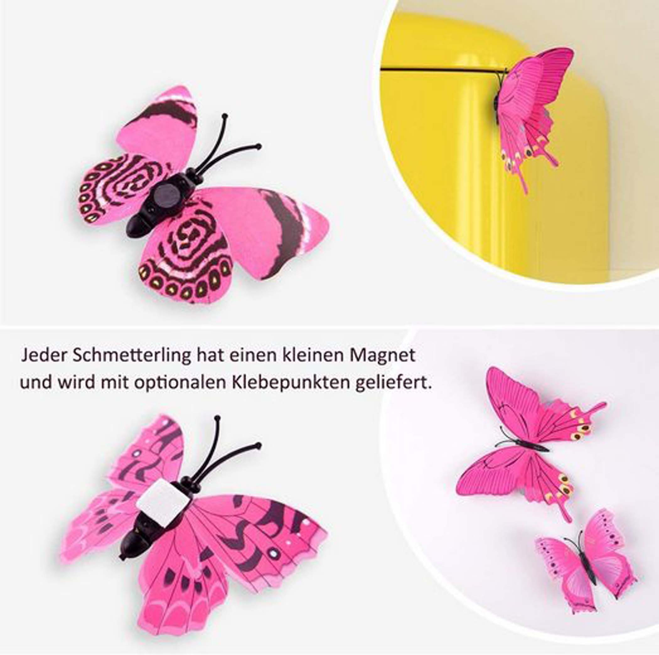 Kaket Wandsticker 12 Stück 3D bunte Schmetterling Wandsticker Aufkleber (12 günstig online kaufen