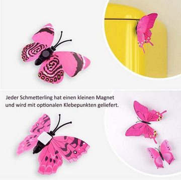 Lollanda Wandsticker 12 Stück 3D bunte Schmetterling Wandsticker Aufkleber (12 St)