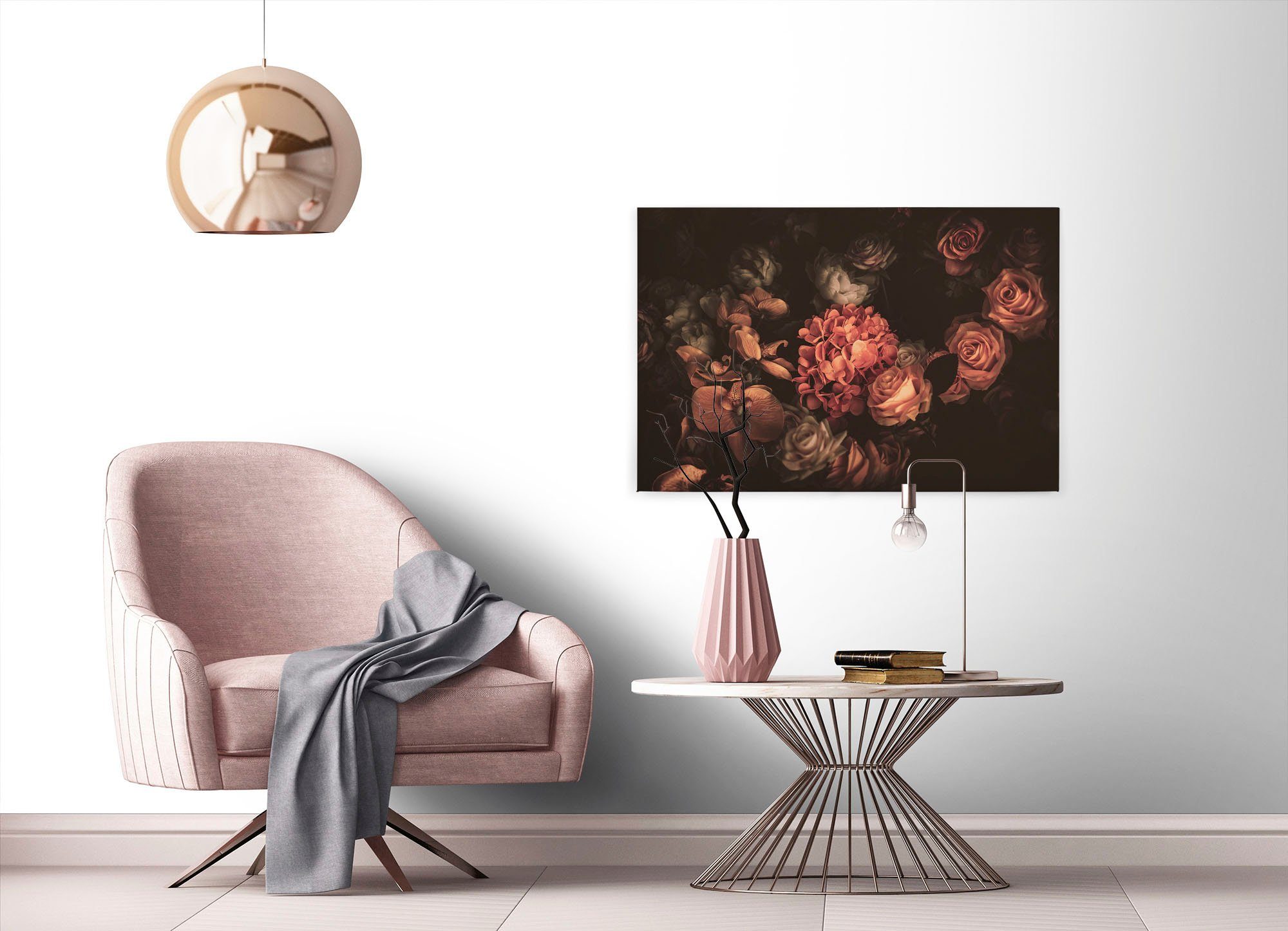 A.S. Création Leinwandbild Romantic Flower, Blumen, Kinder, Kunst (1 St), Romantische Blumen, Rosen Keilrahmen Leinwand-Bild Wohnzimmer modern