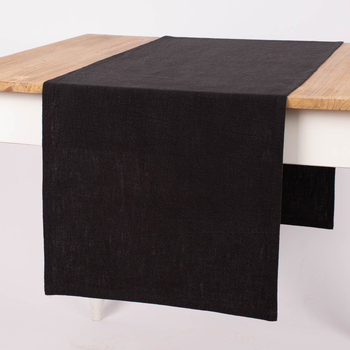 SCHÖNER LEBEN. Tischläufer SCHÖNER LEBEN. Tischläufer Bio Ramie Leinenoptik schwarz 40x160cm, handmade