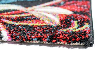Teppich Teppich Blumen Wohnzimmer Teppich Blumenstrauß in schwarz creme rot, Teppich-Traum, rechteckig, Höhe: 13 mm