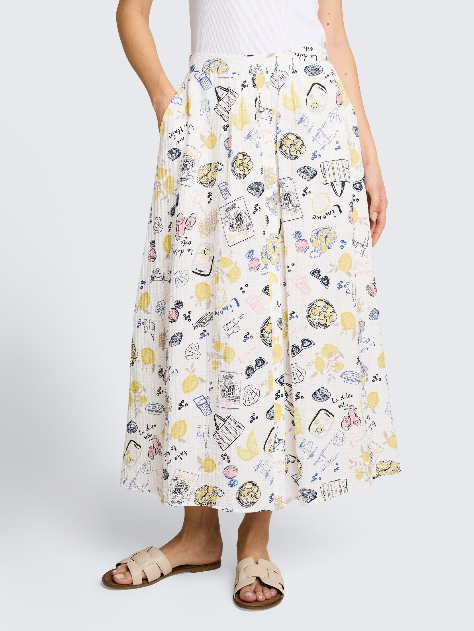 TOM TAILOR Sommerrock Röcke High Waist Midi-Rock mit Knopfleiste