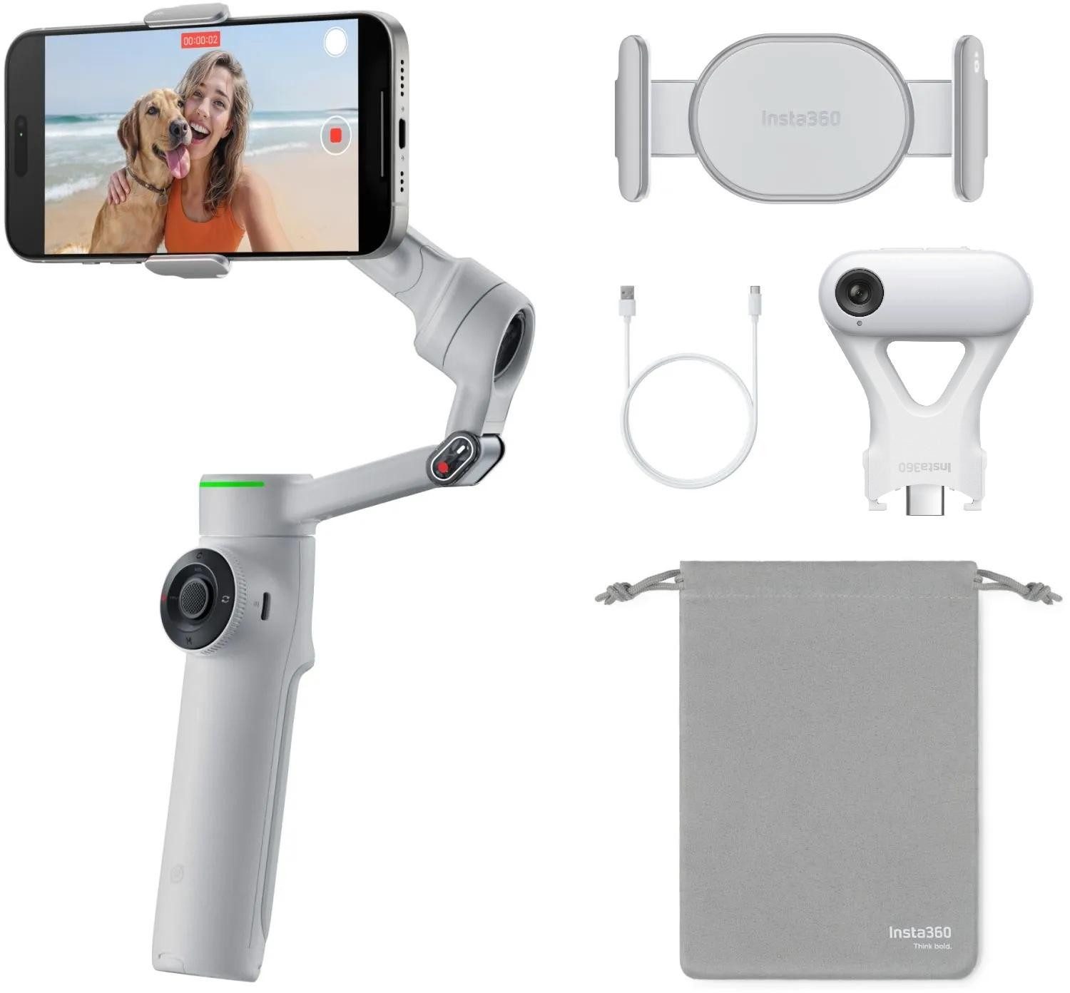 Insta360 Flow 2 Pro AI Tracker Bundle stone gray Gimbal