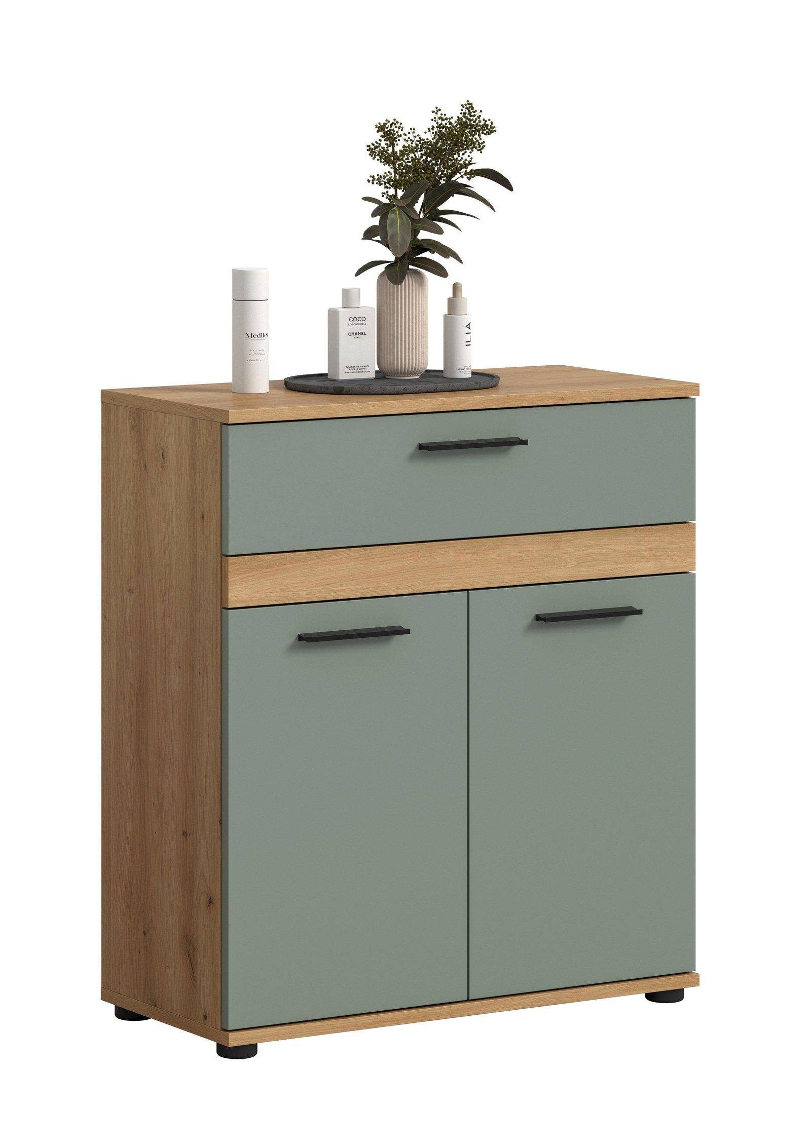 Aileenstore Midischrank NORDIC 70 cm Breite, Salbei, 2 Türen