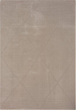 Teppich Sign 1903, merinos, rechteckig, Höhe: 12 mm, Hoch Tief Struktur, Raute, 100% recyceltem Polyester, Wohnzimmer