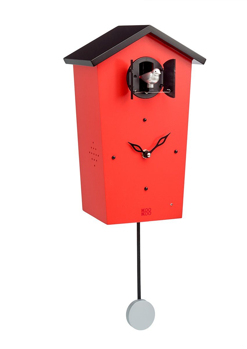 KOOKOO BirdHouse Pendelwanduhr Rot